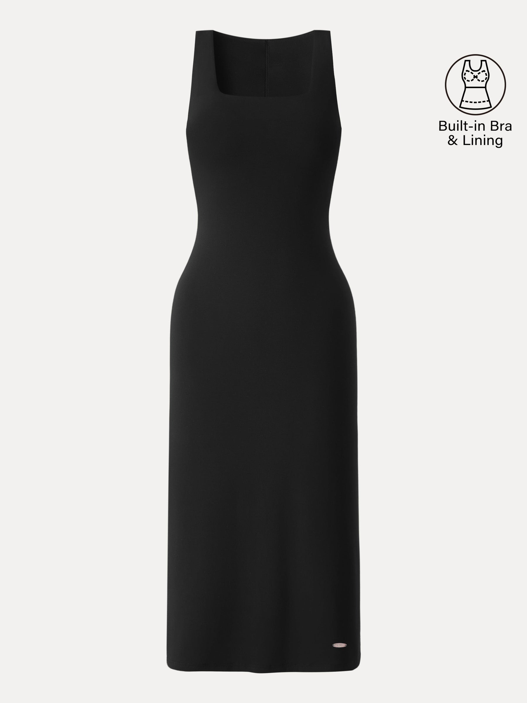 Back Smoothing Bandless Square Neck Midi Bra Dress