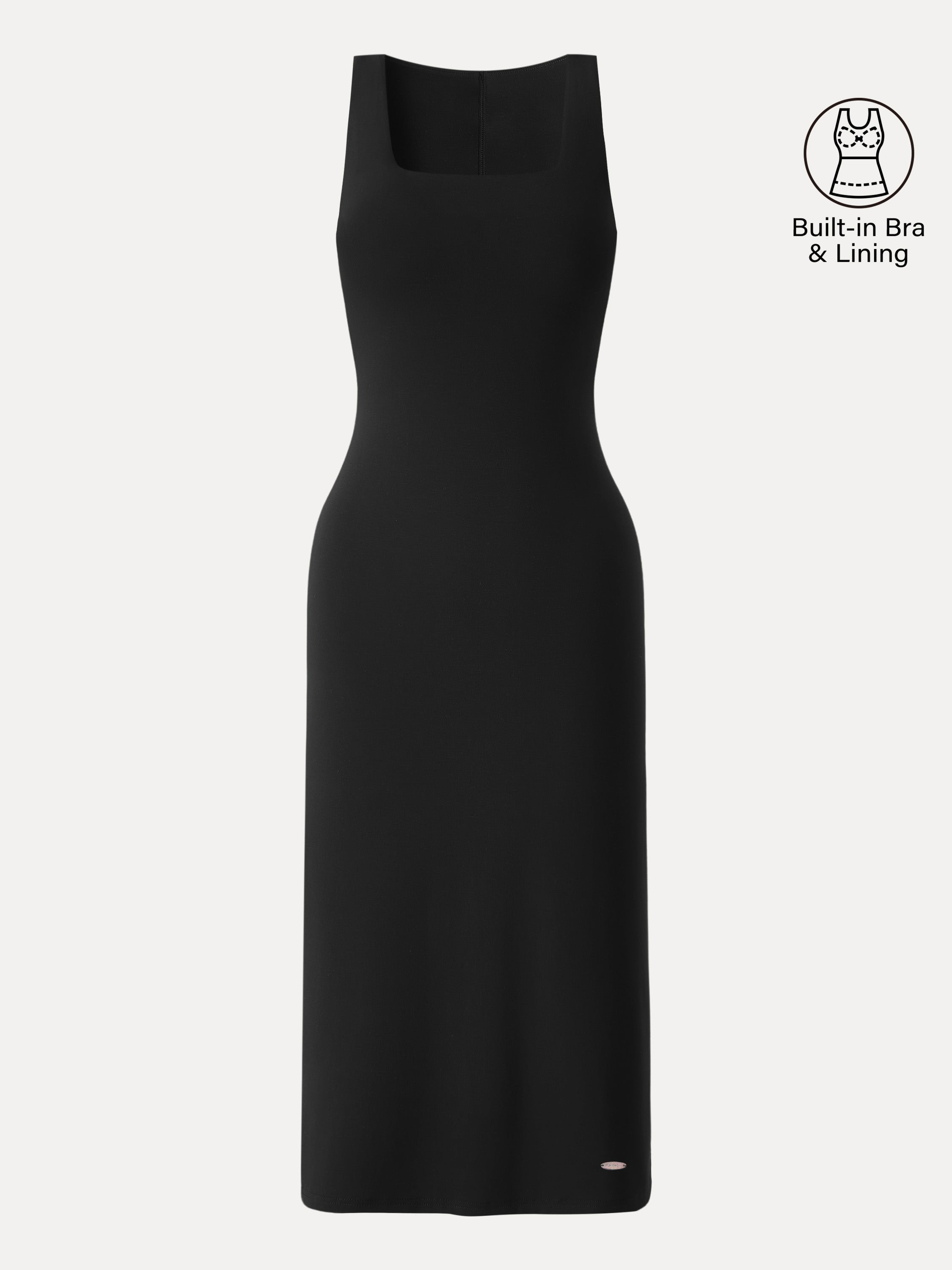 Back Smoothing Bandless Square Neck Midi Bra Dress