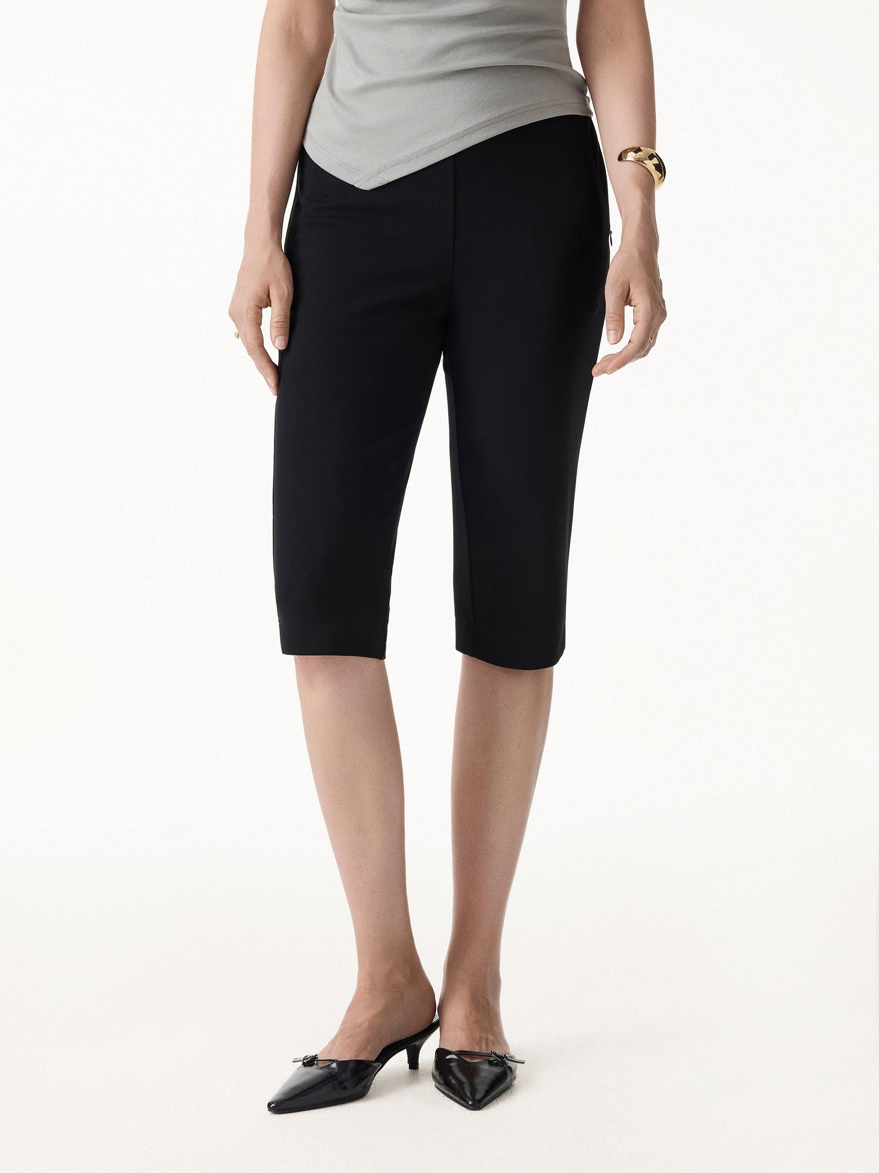 Stretch Ponte Chic Capri Pant with Pockets