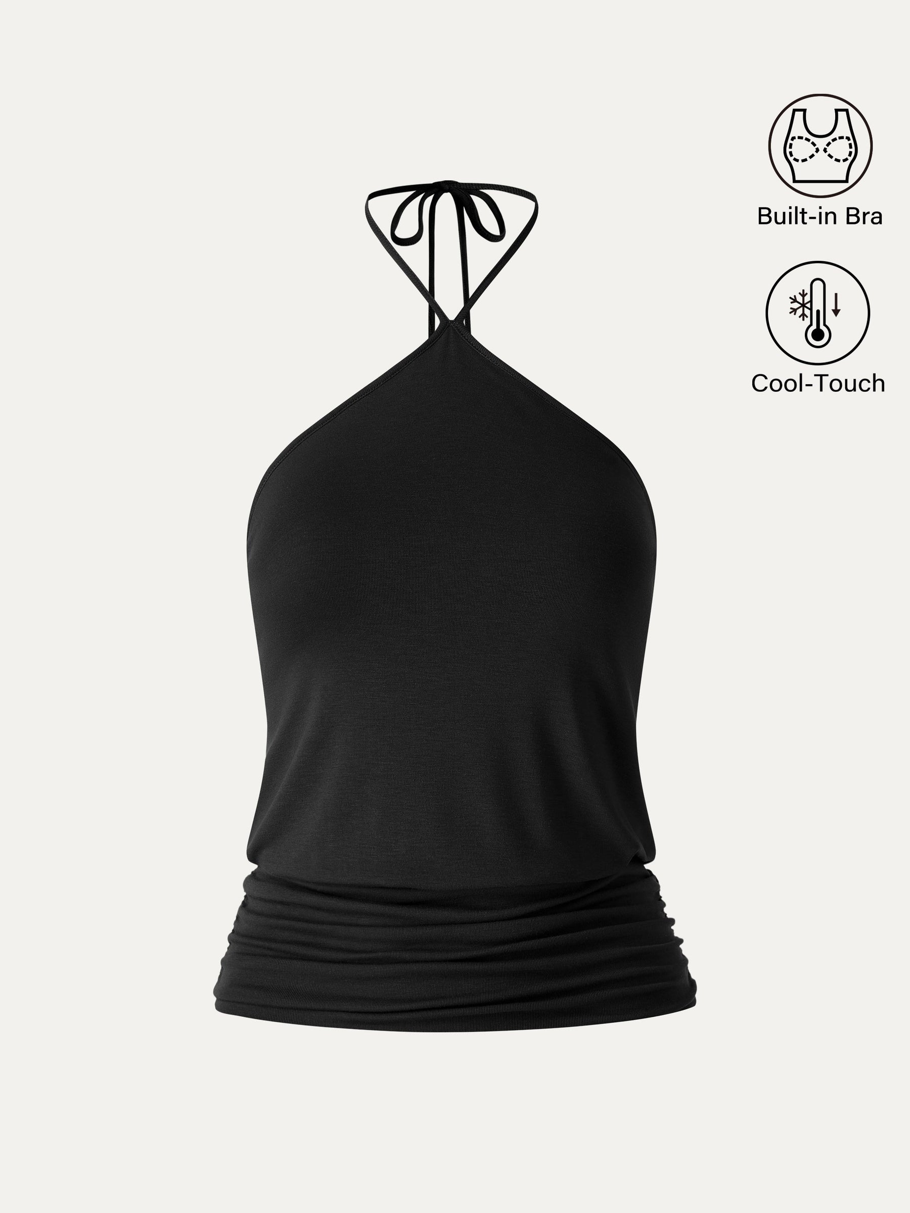 CoolTouch Halter Ruched Hem Bra Top