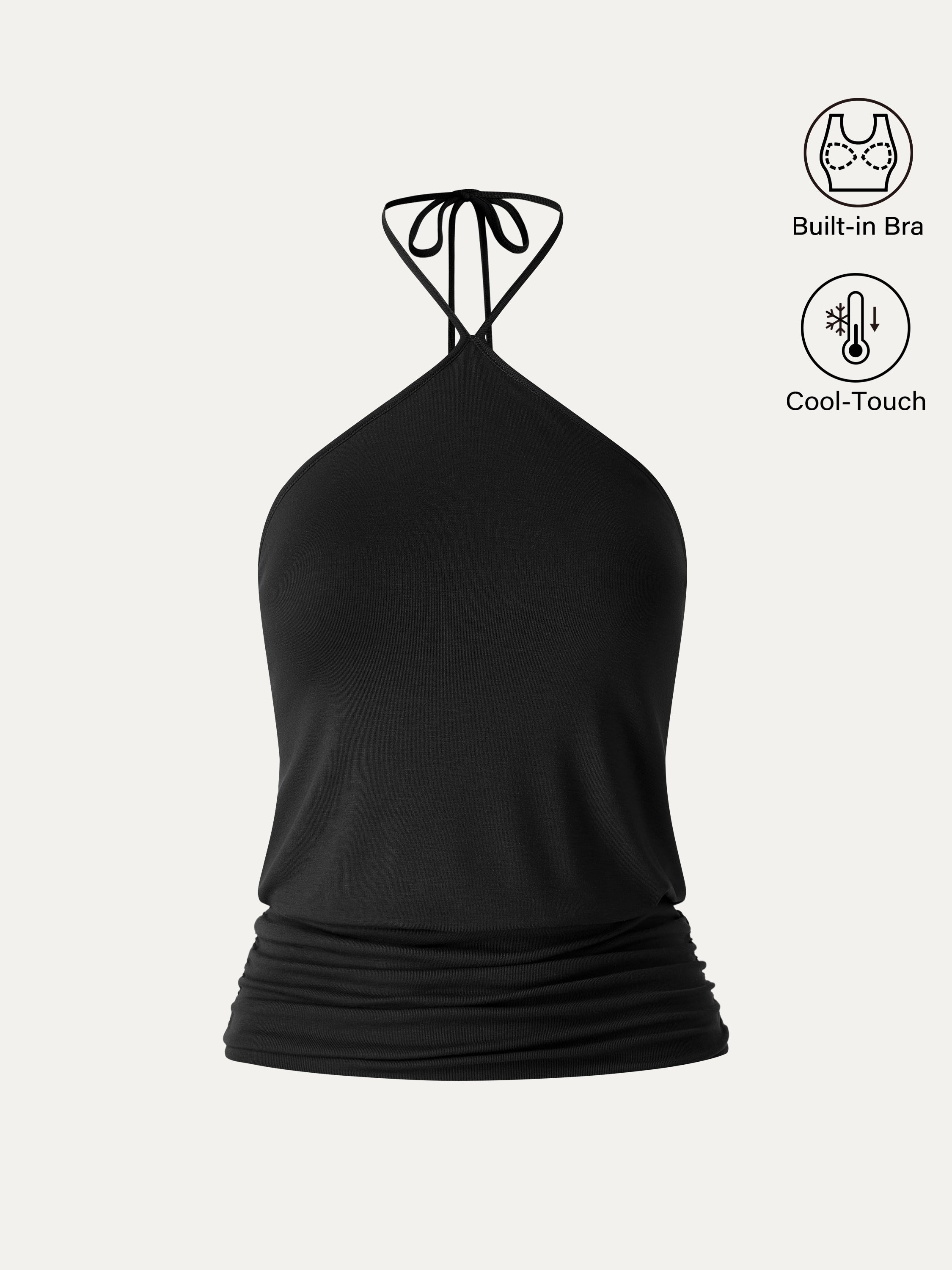 CoolTouch Halter Ruched Hem Bra Top
