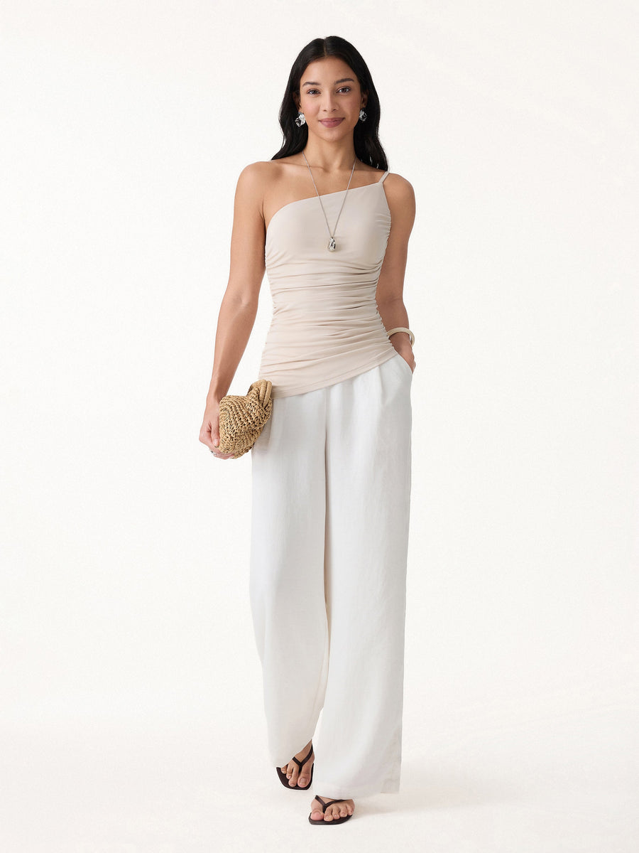 SkinKiss Ruched One Shoulder Asymmetrical Bra Top