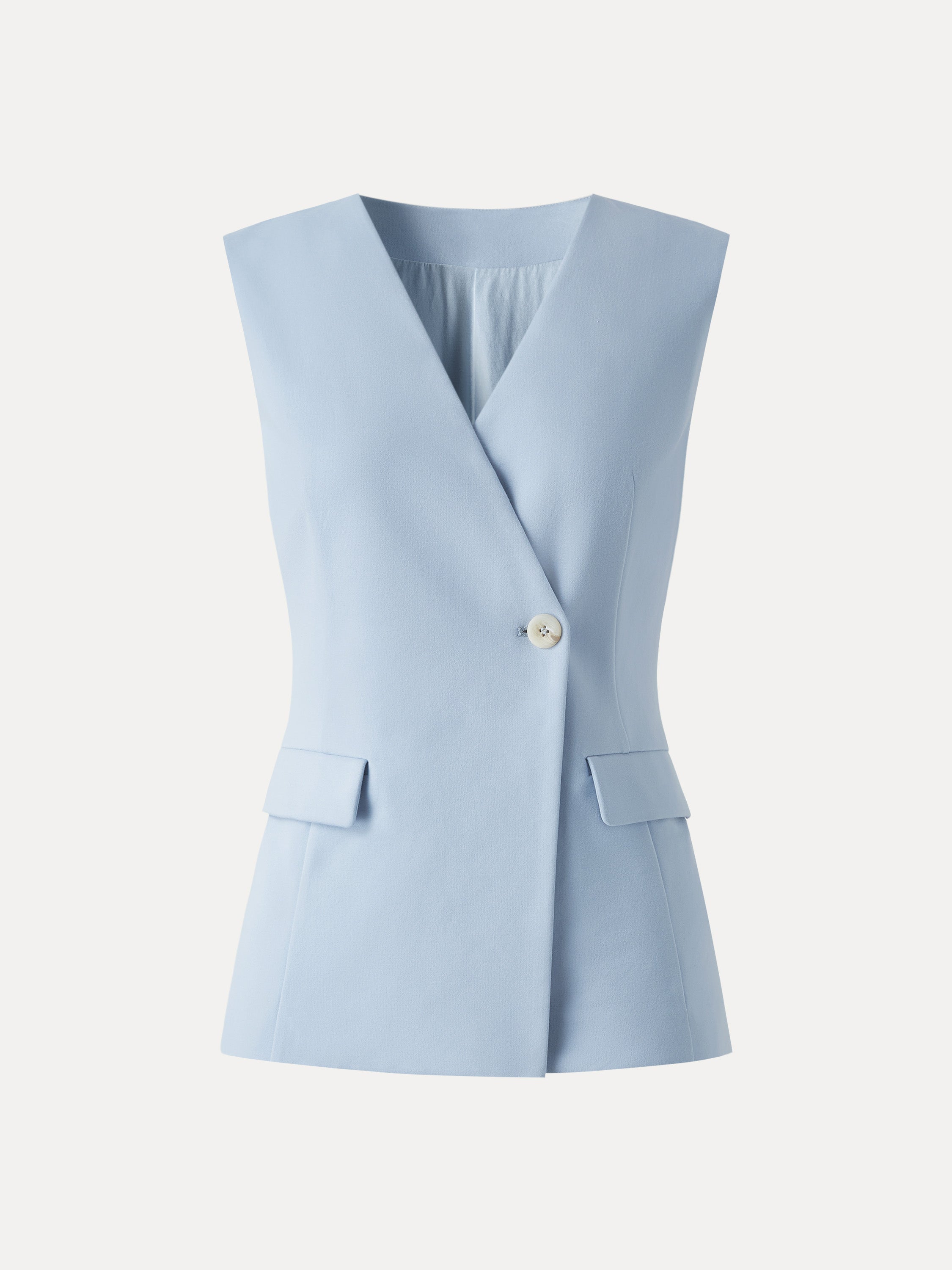 Summer V-Neck Office Staple Waistcoat with Pockets