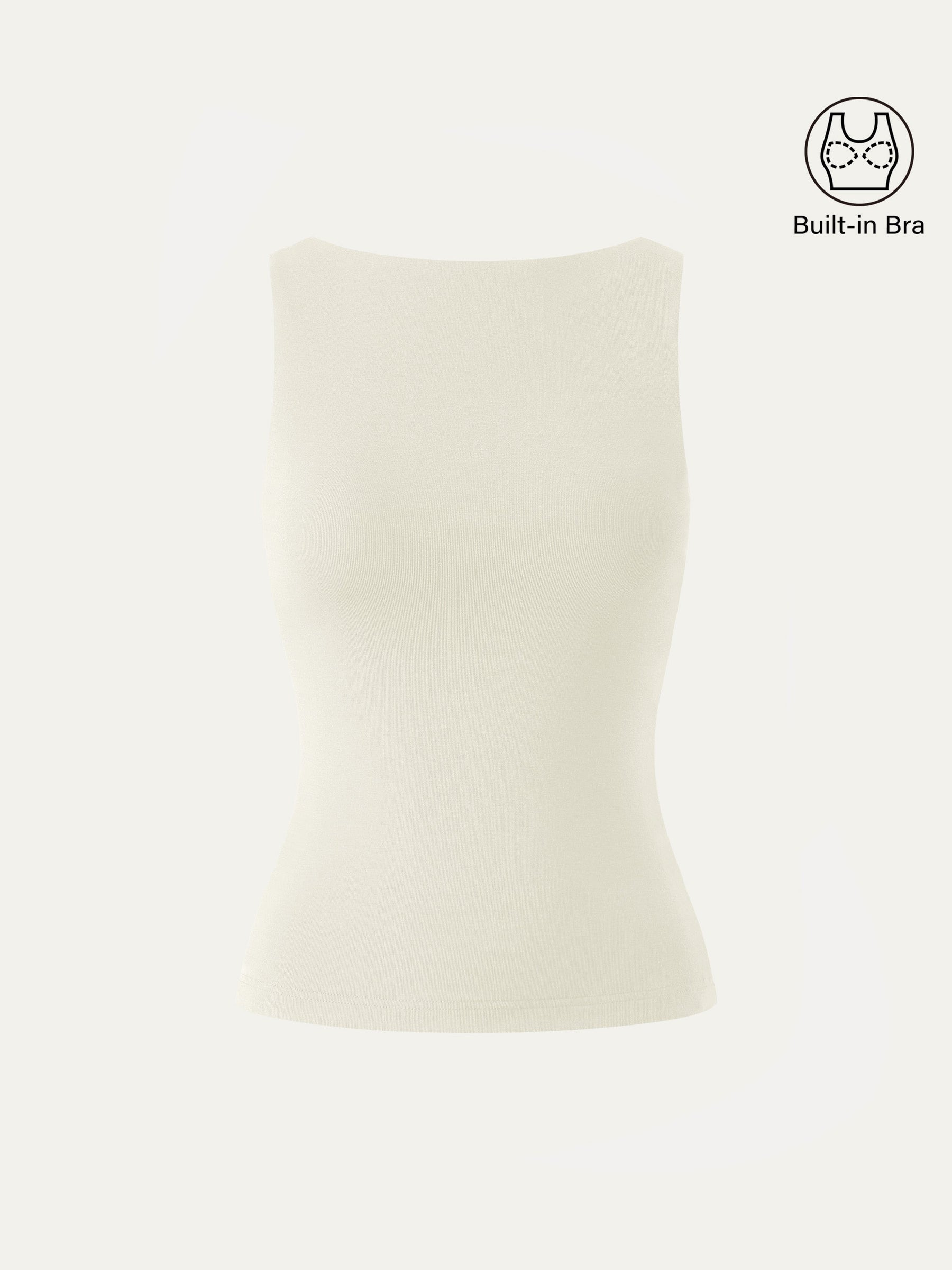 Stretch Cotton Boatneck Bra Tank