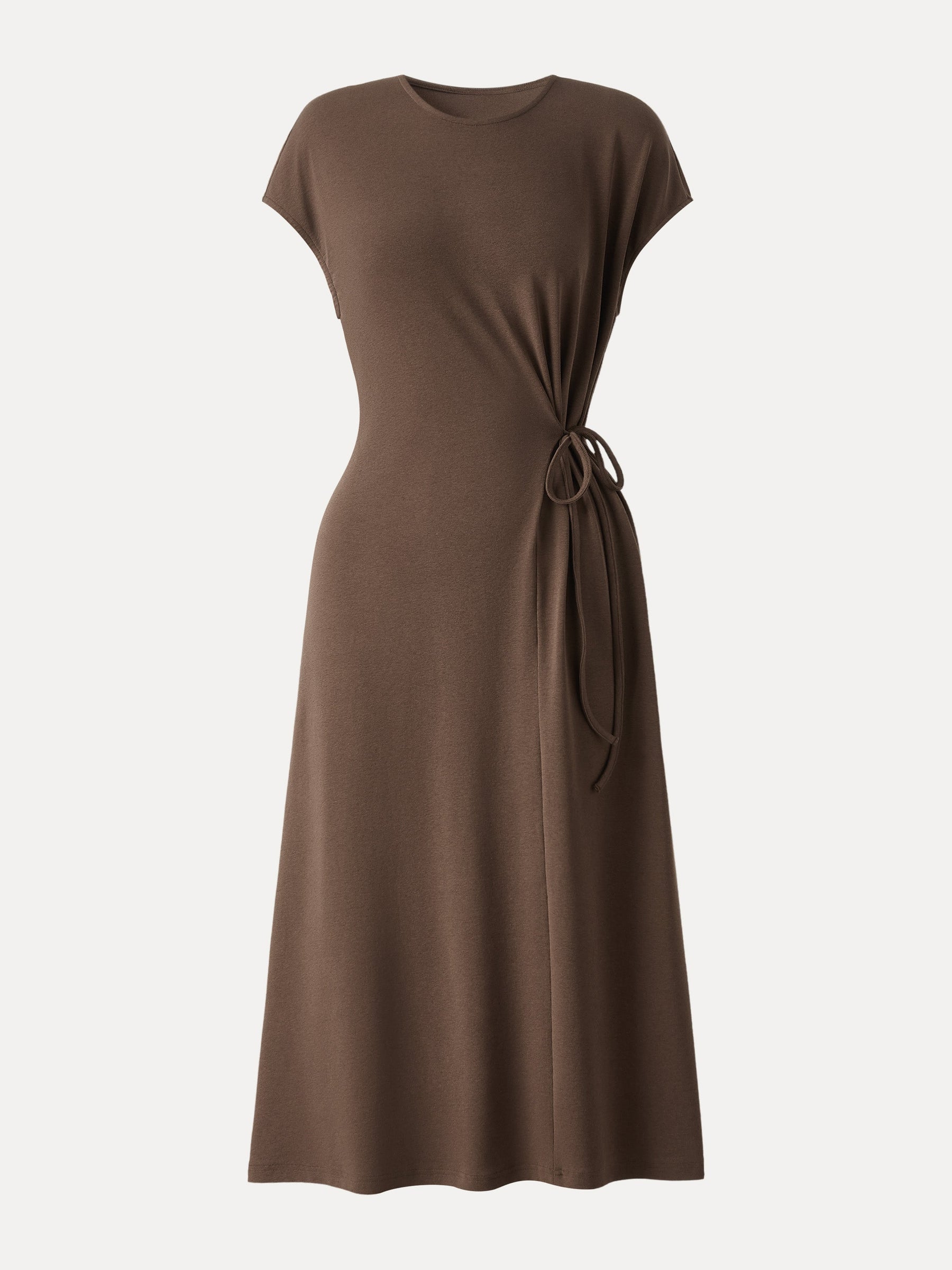 Cotton Lyocell Easy Airy Midi Dress with Self-Tie