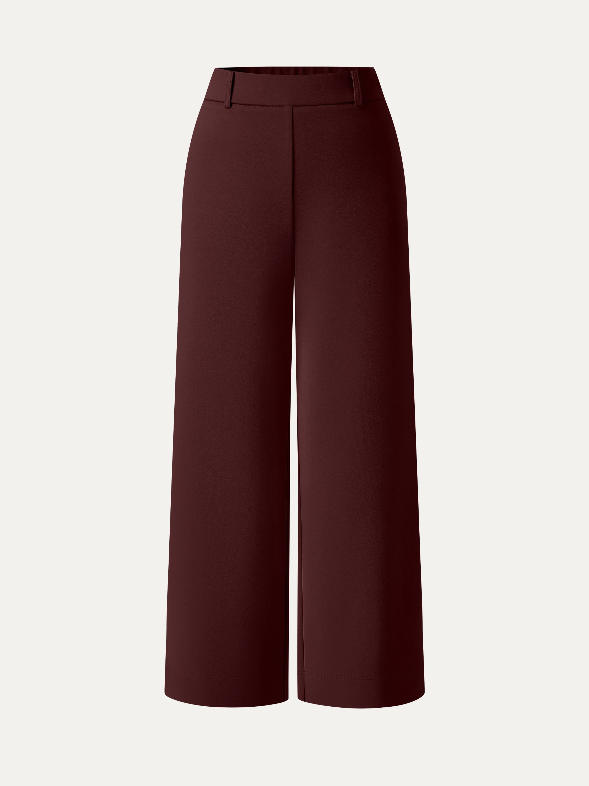 Not-See-Thru Mid Rise Cropped Wide Leg Pants with Pockets