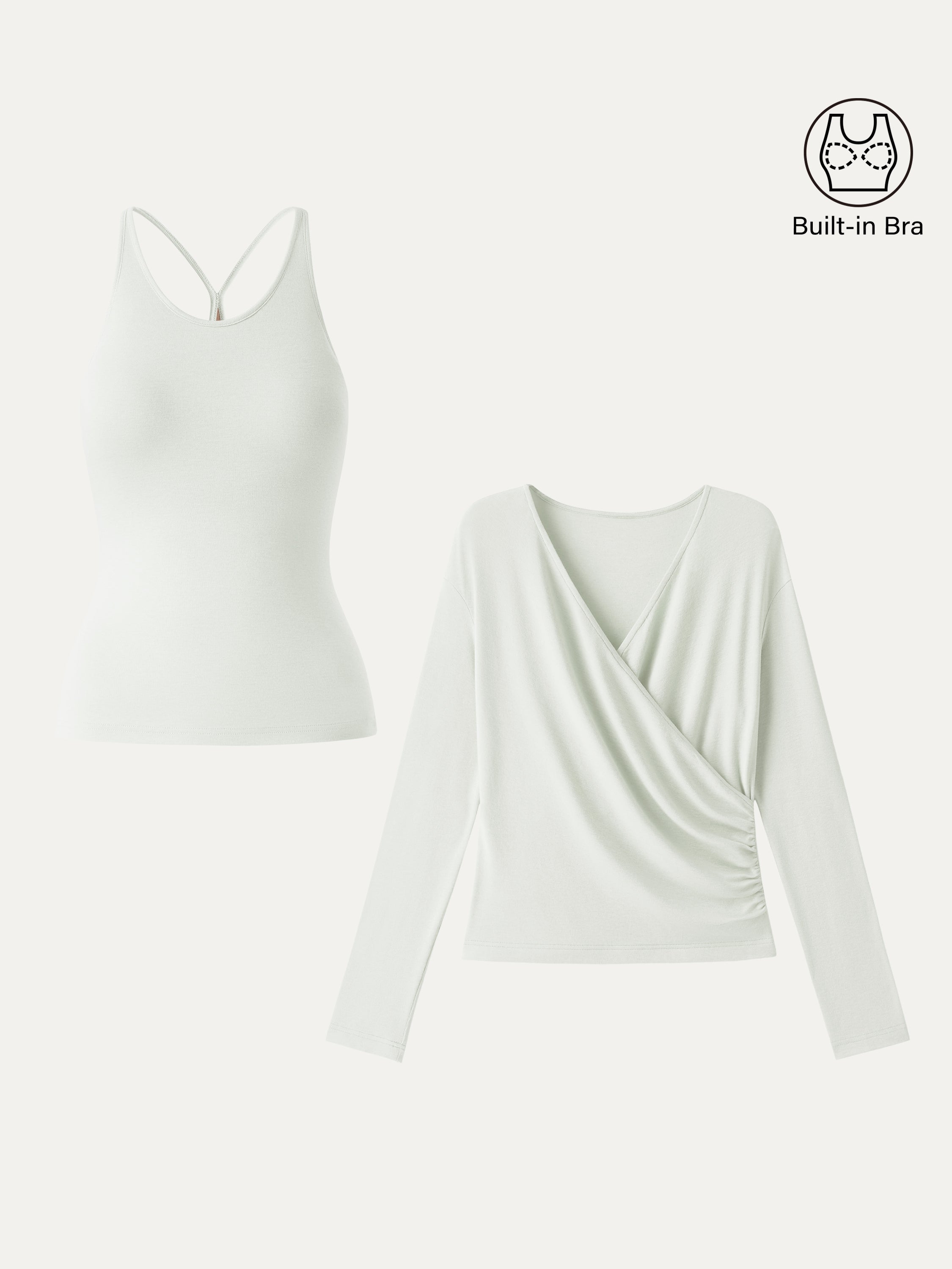 Two-Piece Set Cami with Surplice Ruched Top