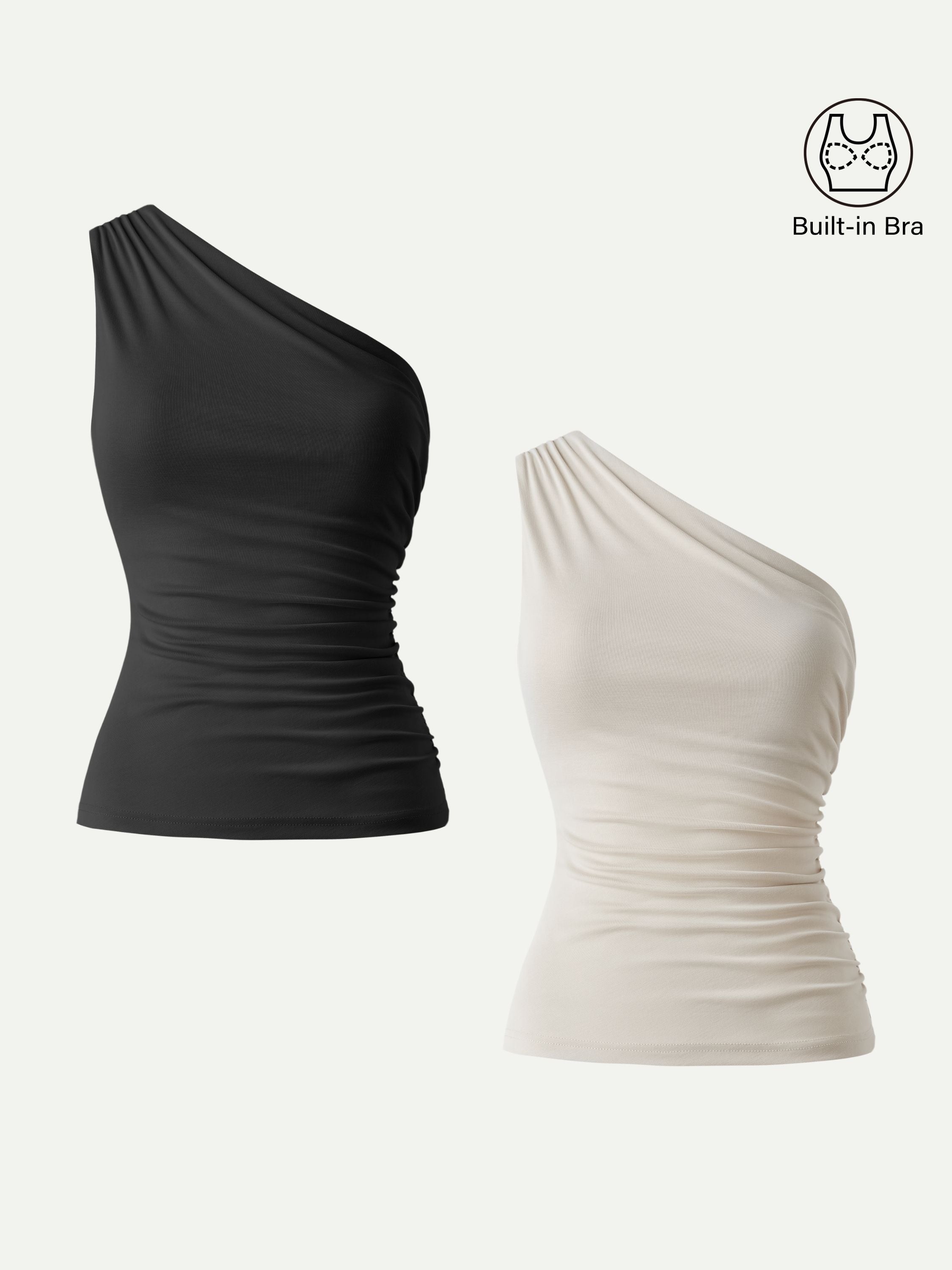 Sandwashed One Shoulder Ruched Bra Tank