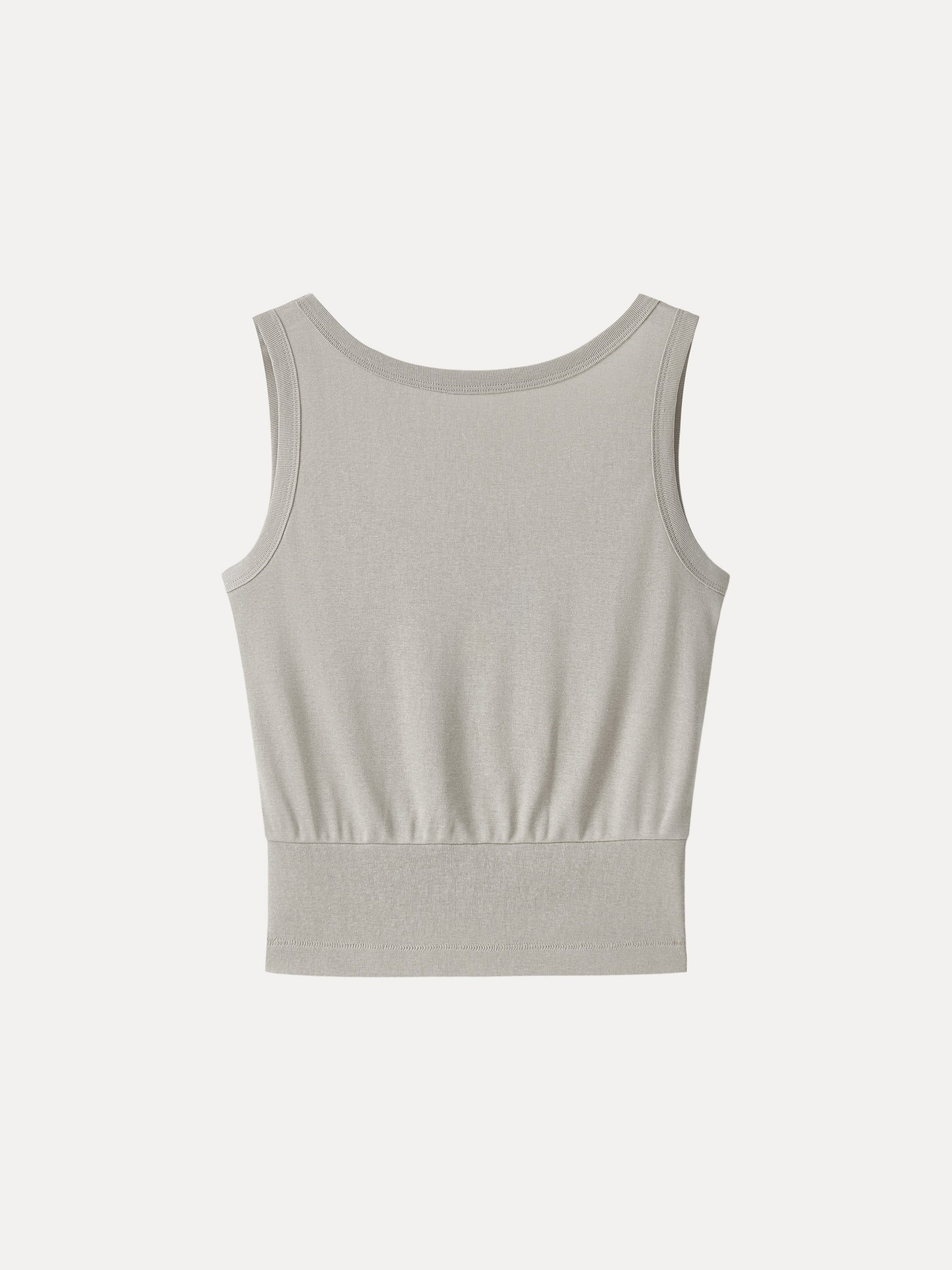 Cotton-Linen Blend Reversible Boatneck Low Back Top