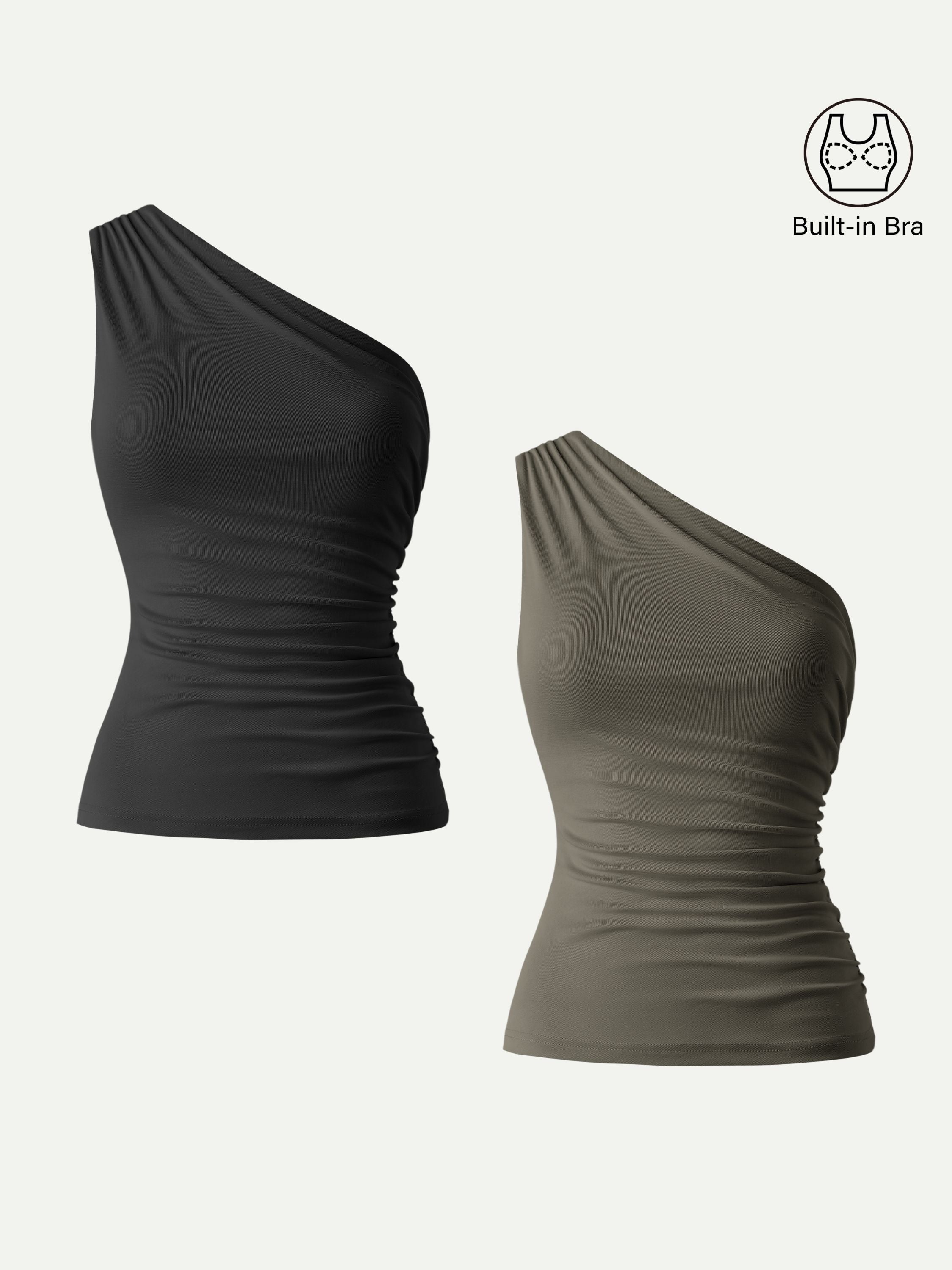 Sandwashed One Shoulder Ruched Bra Tank