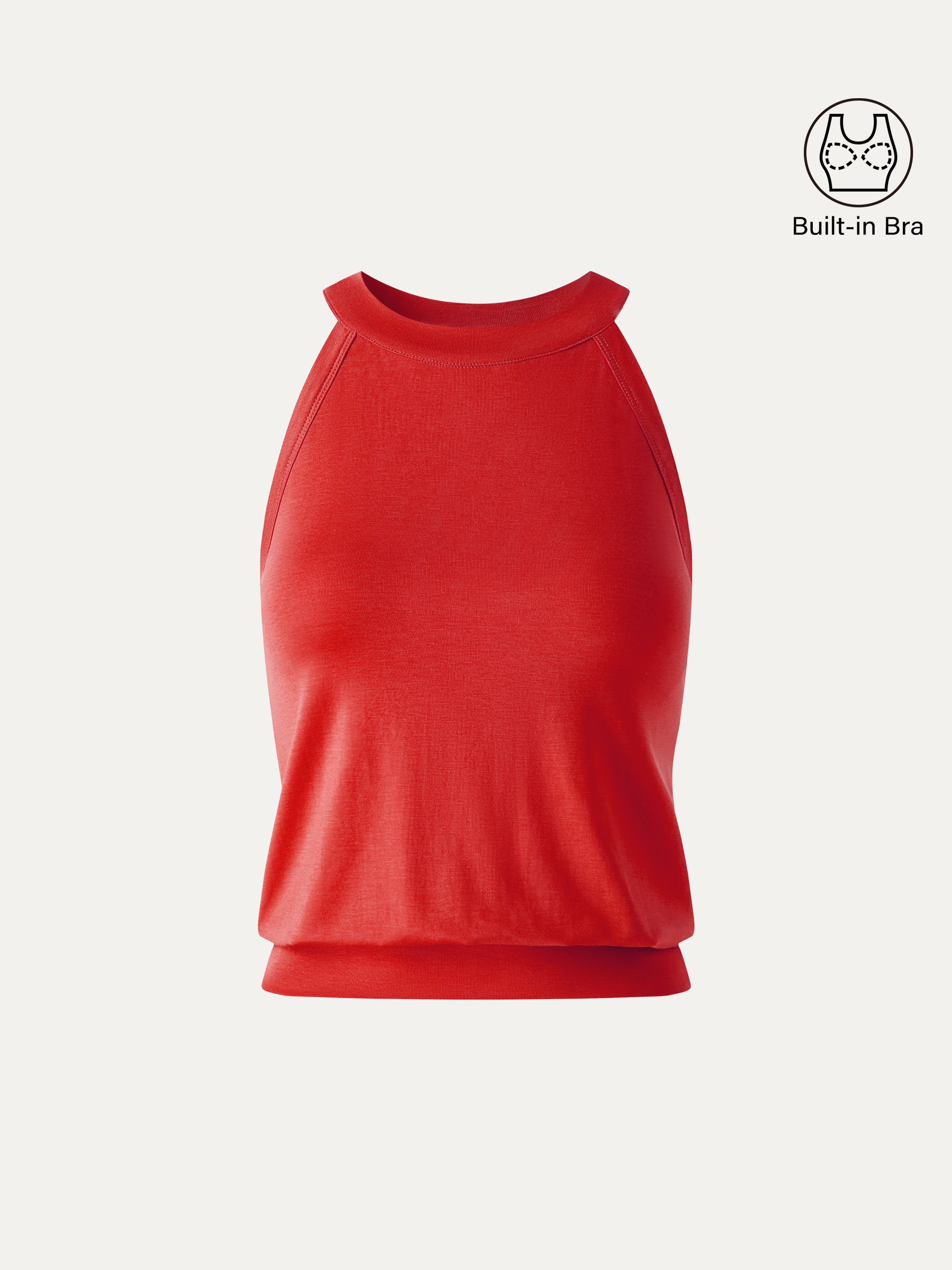 Halter Neck Banded Hem Bra Tank