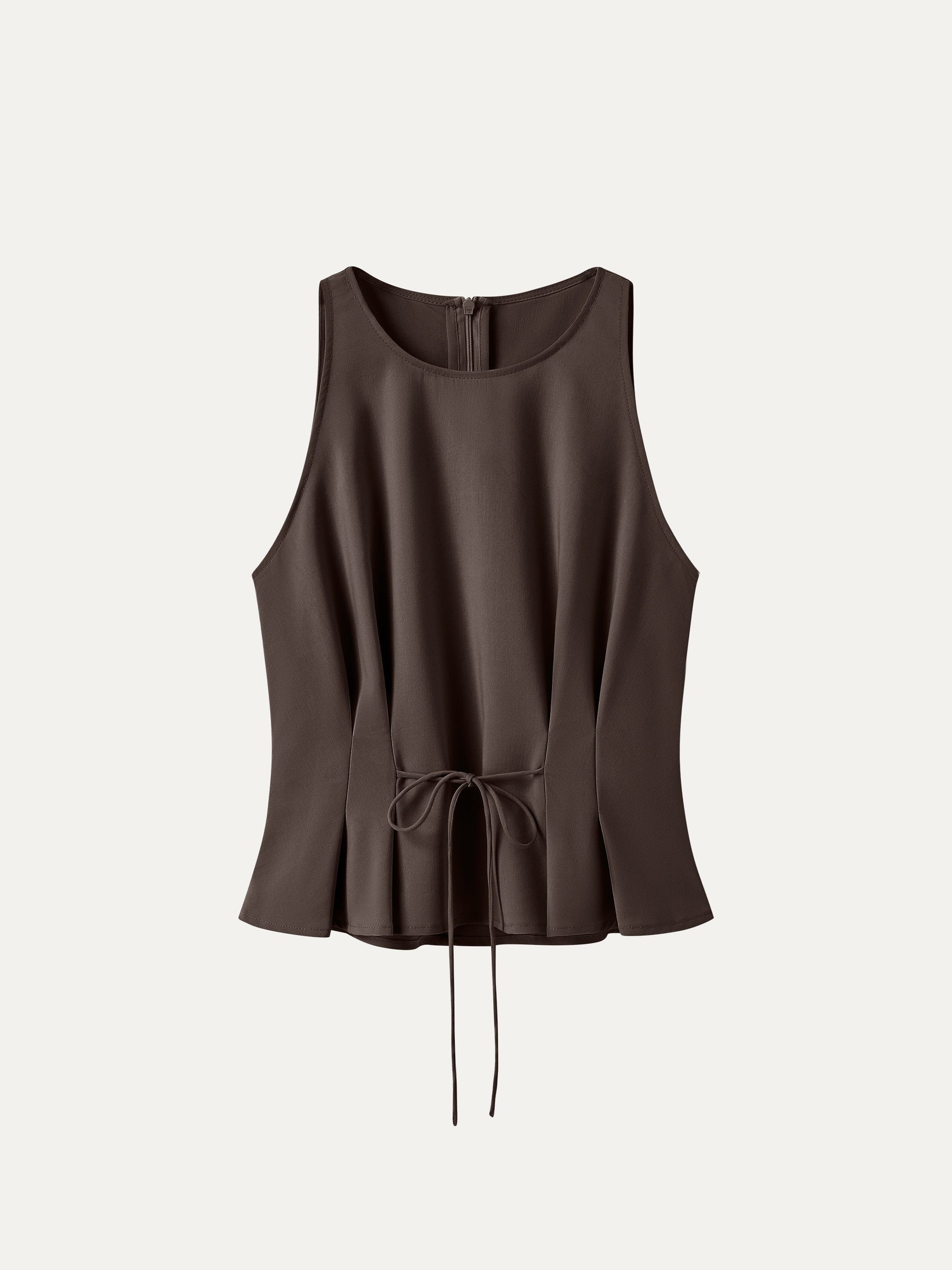 Summer Linen Pleated Self-Tie Top