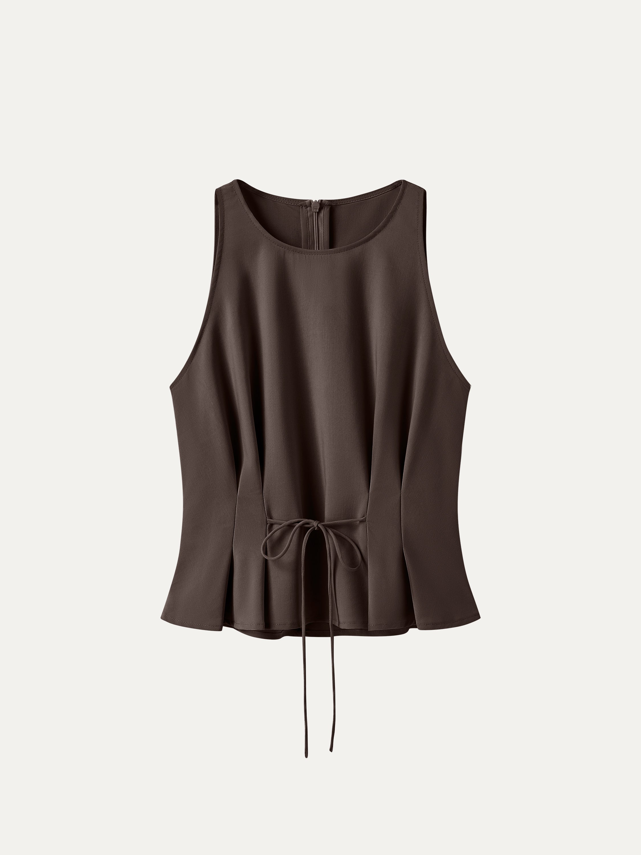 Summer Linen Pleated Self-Tie Top