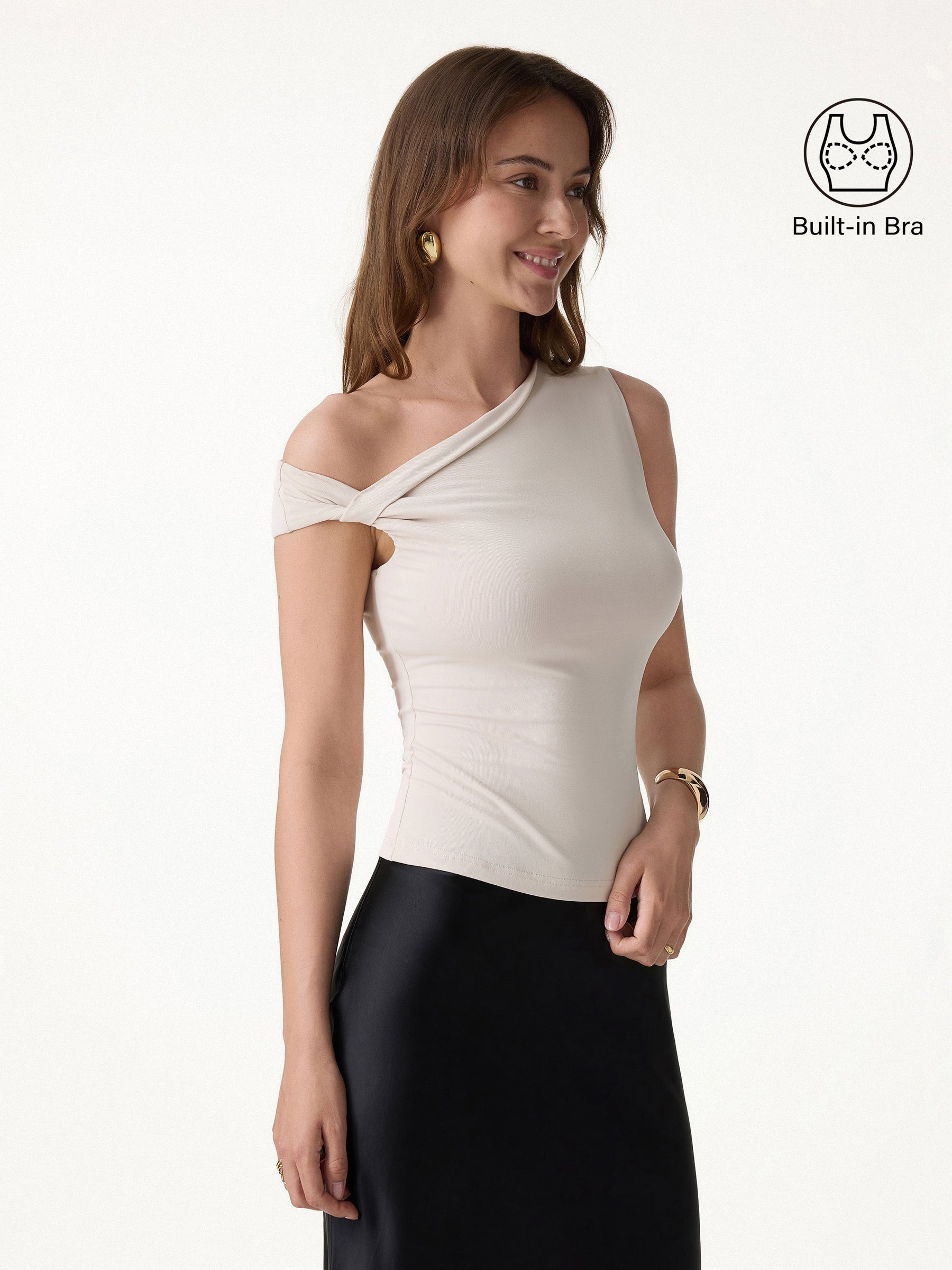 SkinKiss Asymmetrical Shoulder Bra Top