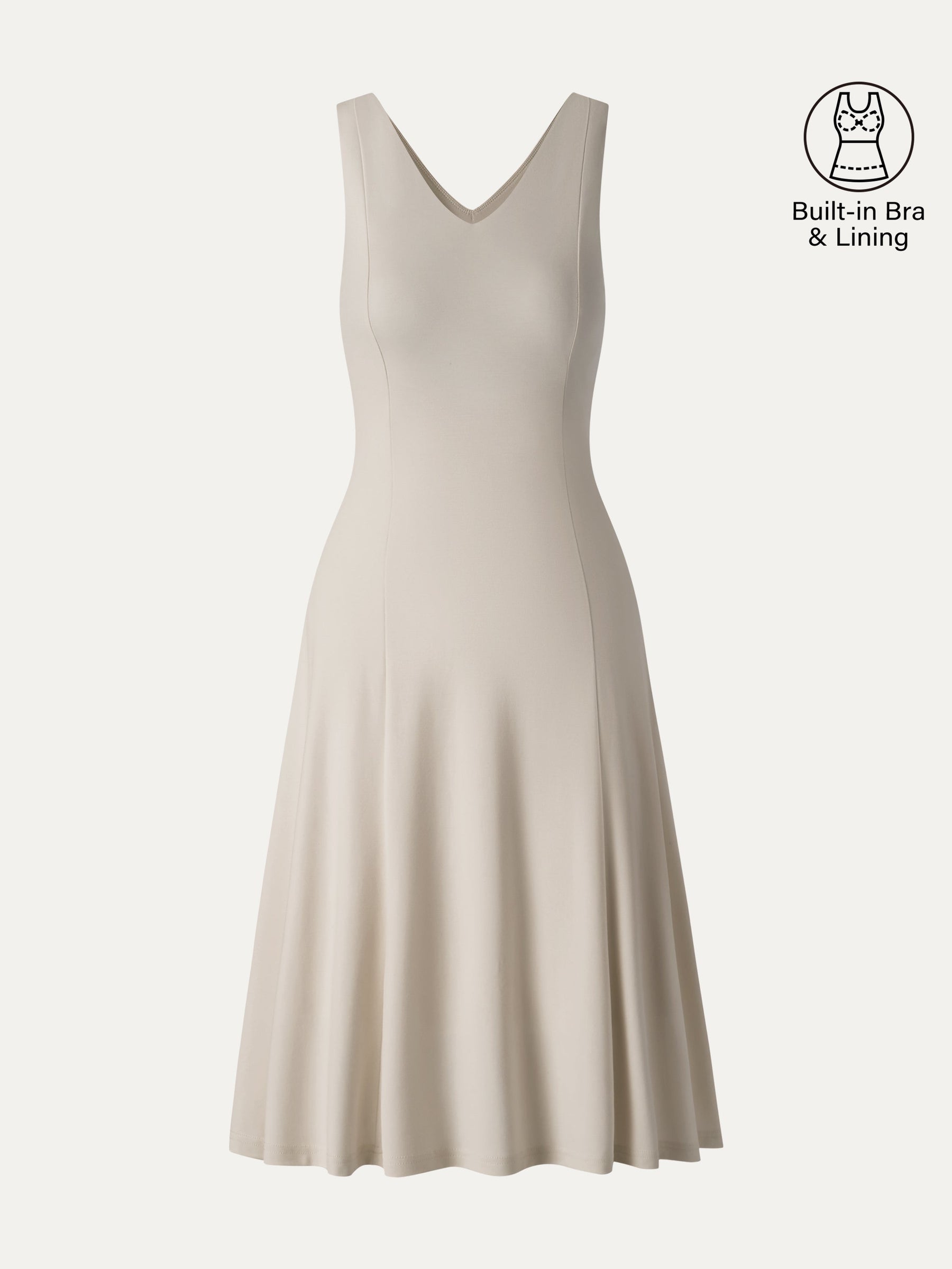 Stretch Ponte V-Neck A-Line Midi Bra Dress