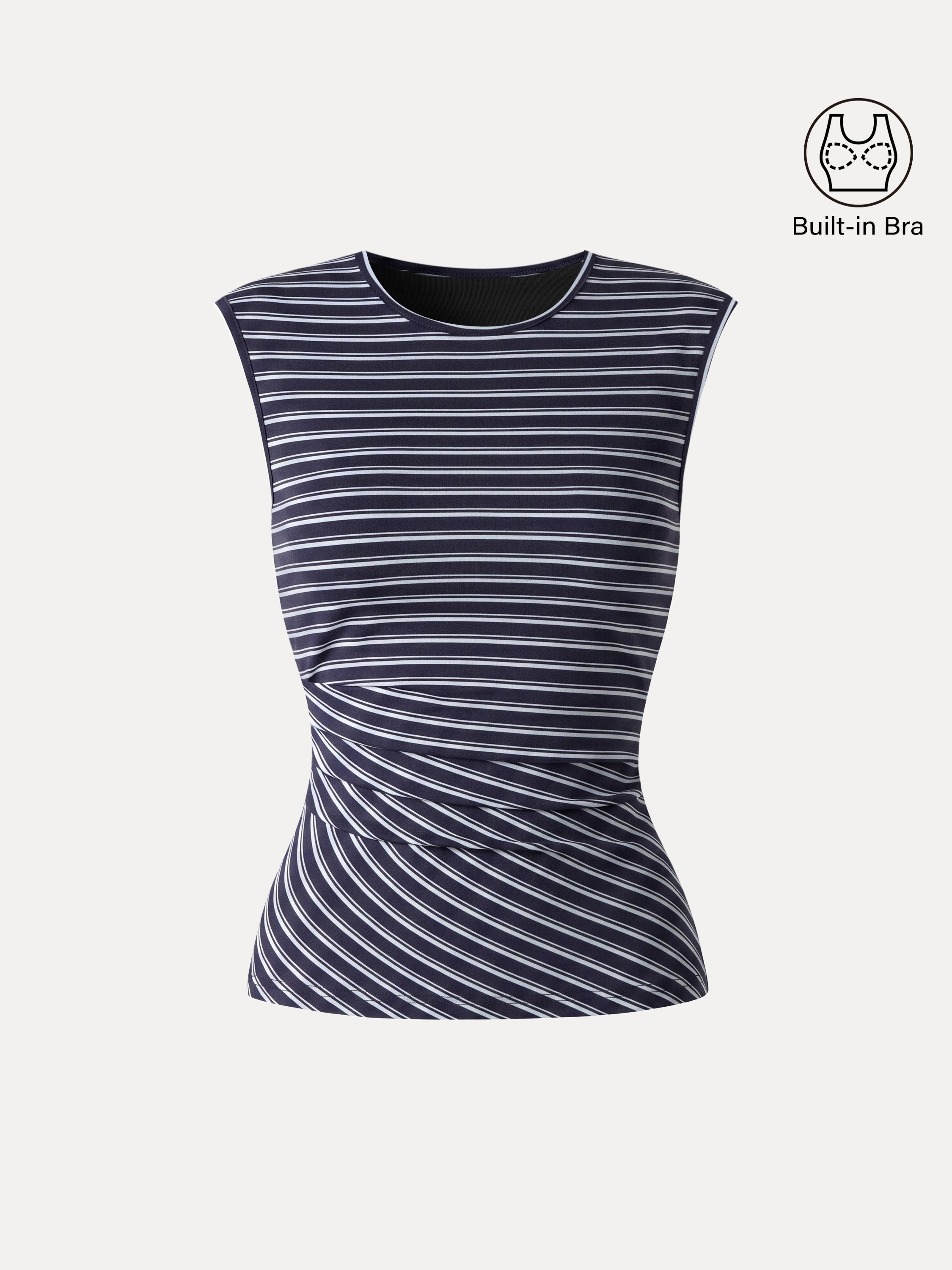 Lyocell Striped Tucked Sleeveless Bra Top