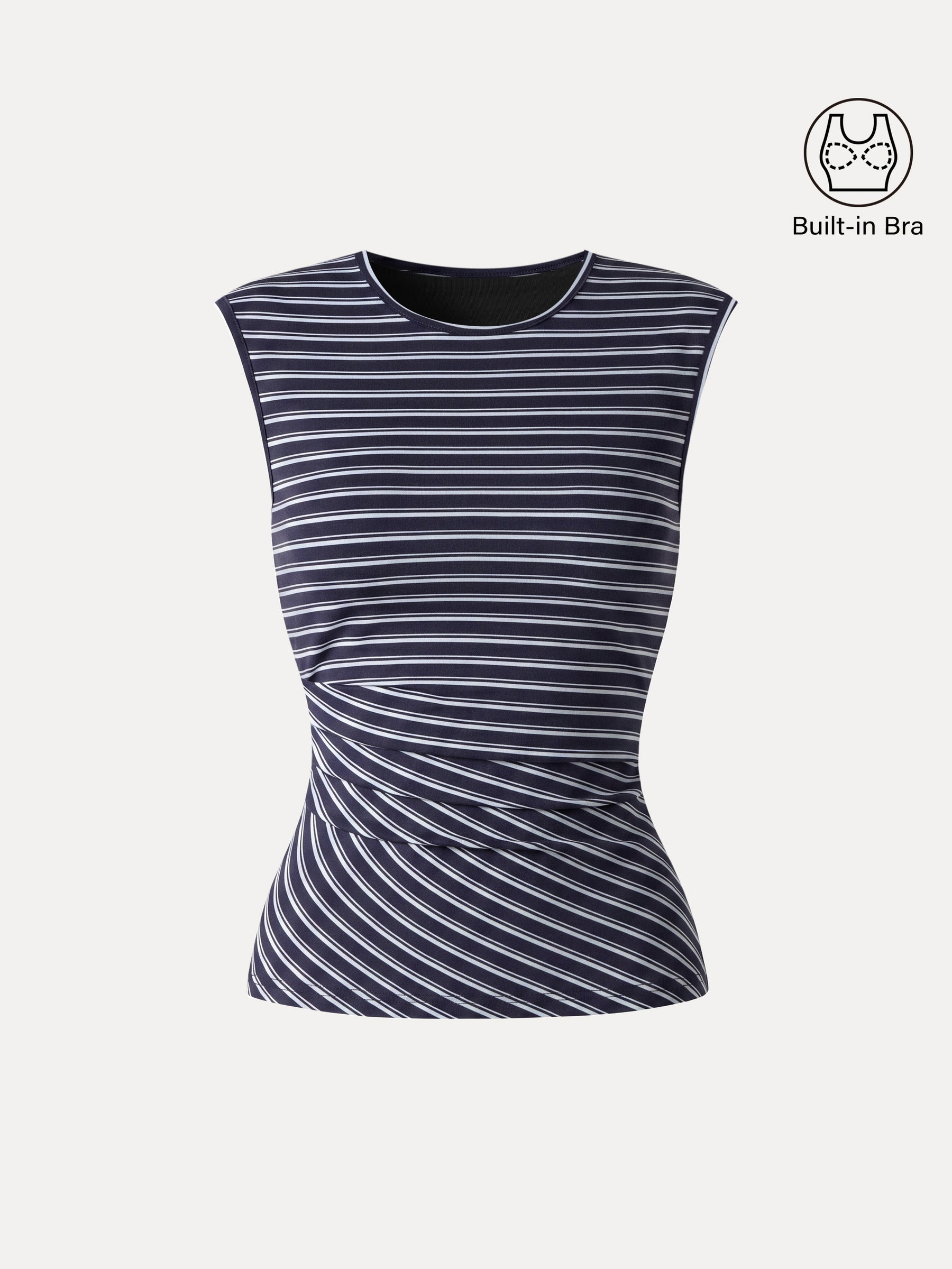 Lyocell Striped Tucked Sleeveless Bra Top