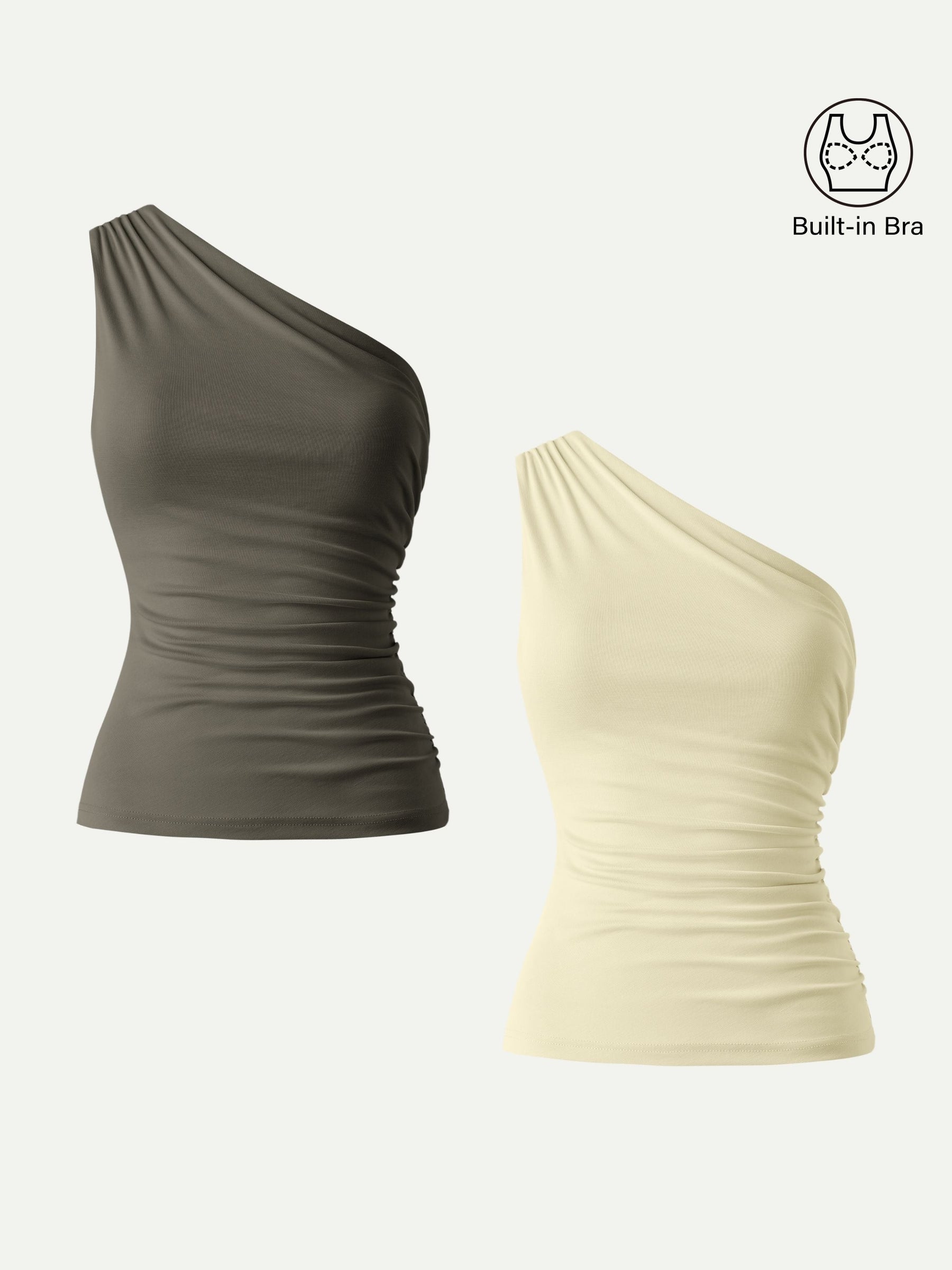Sandwashed One Shoulder Ruched Bra Tank