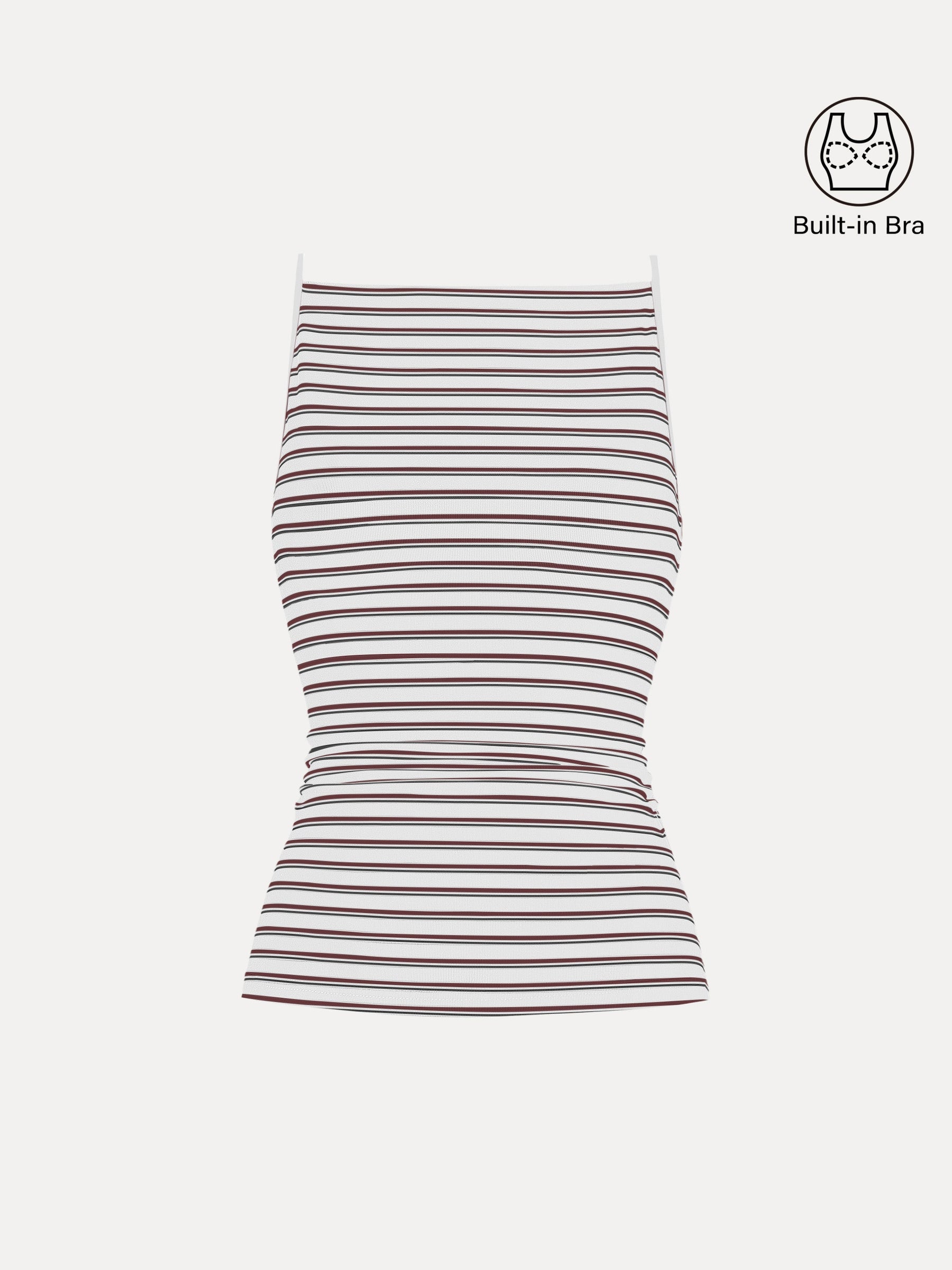 Striped Side Ruched Spaghetti New Airy Bra Tank
