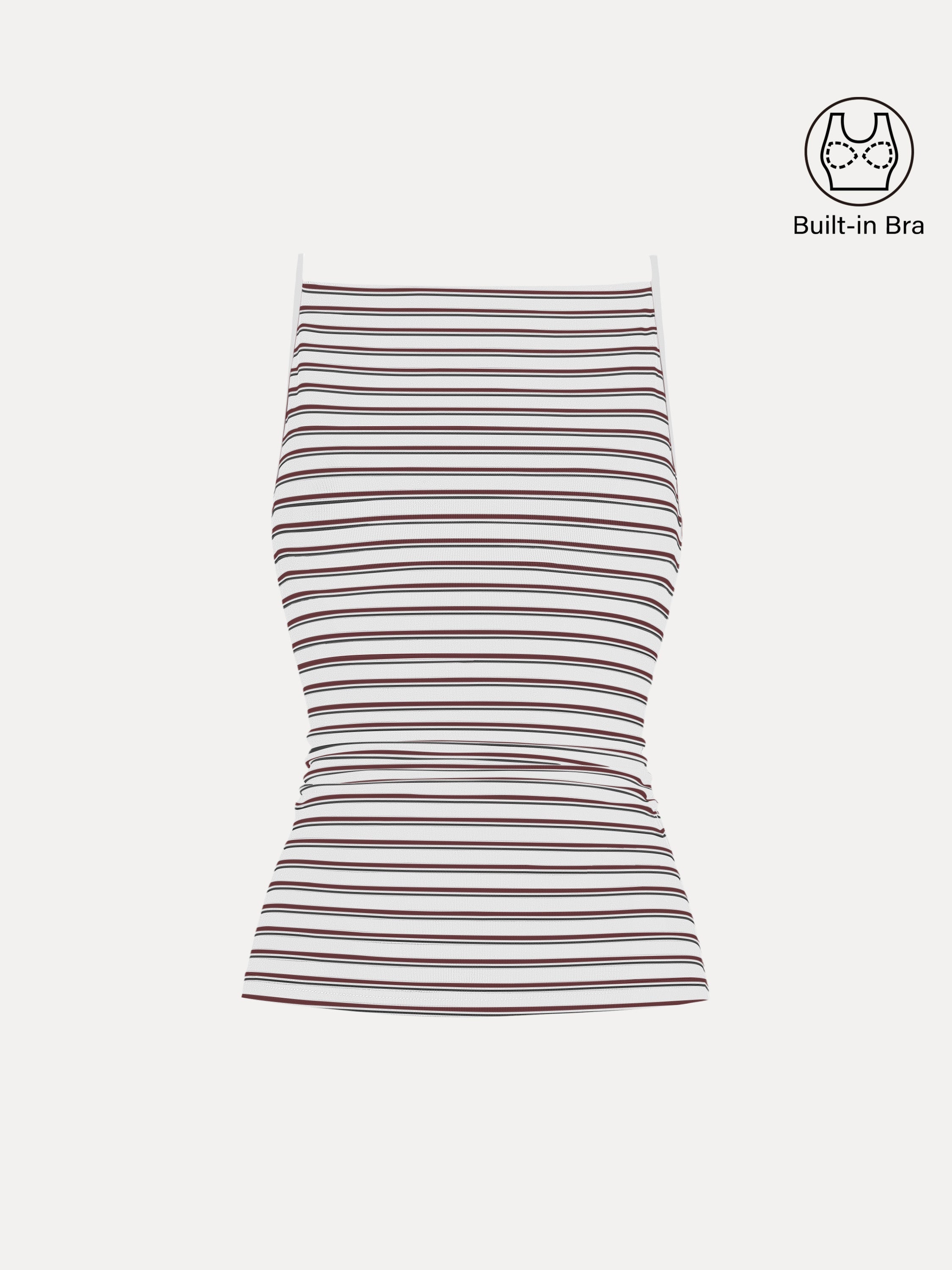 Striped Side Ruched Spaghetti New Airy Bra Tank
