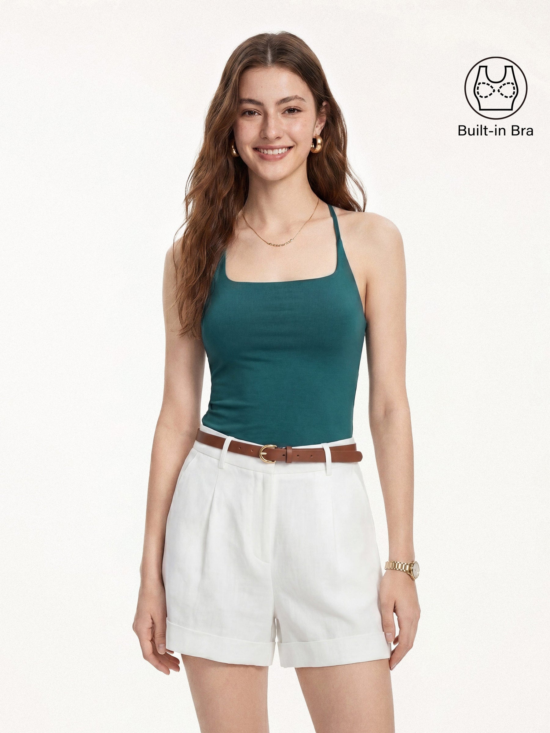 Square Neck Spaghetti Bra Tank