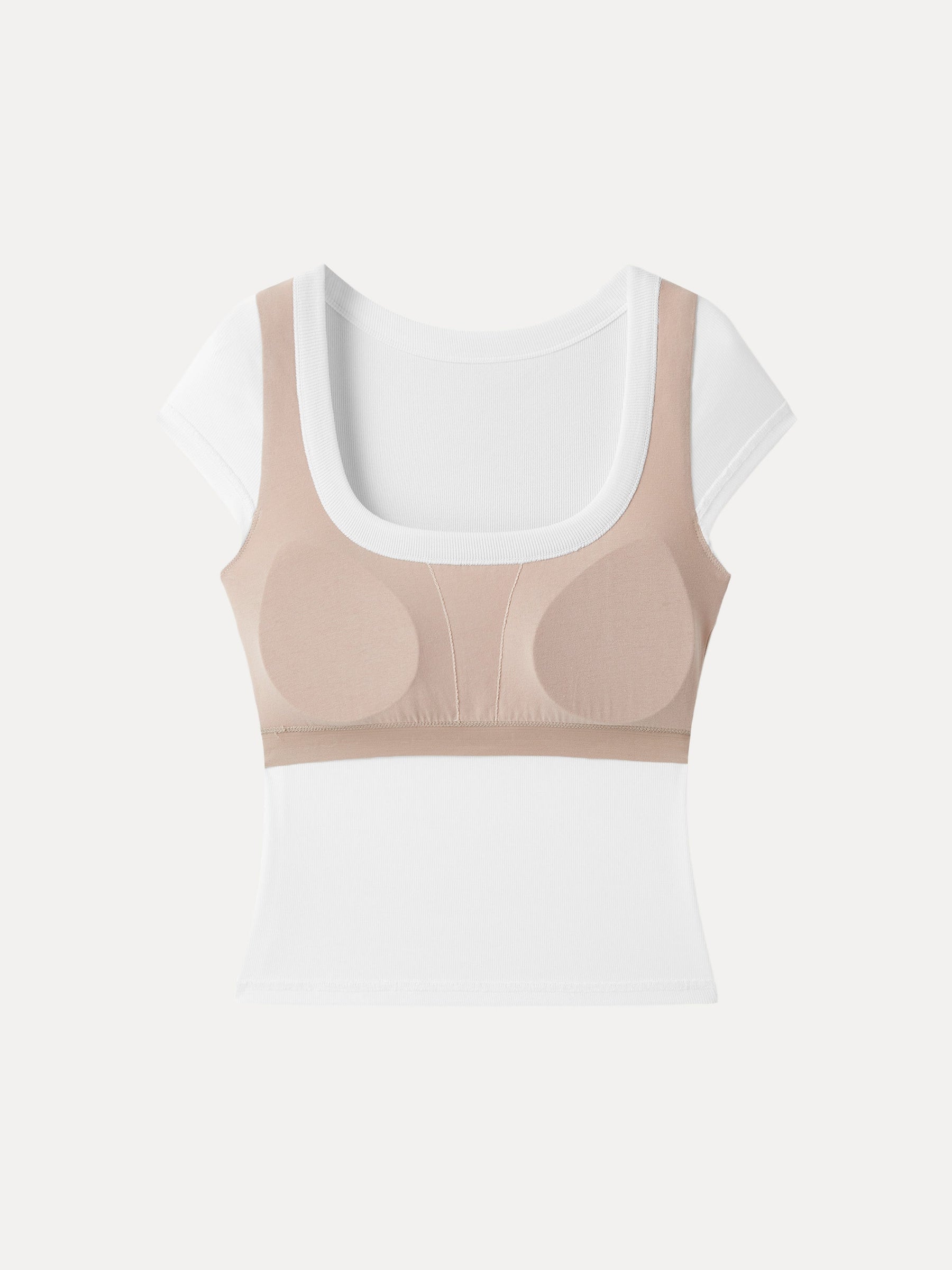 Stretch Cotton Square Neck Cap Sleeve Bra Top
