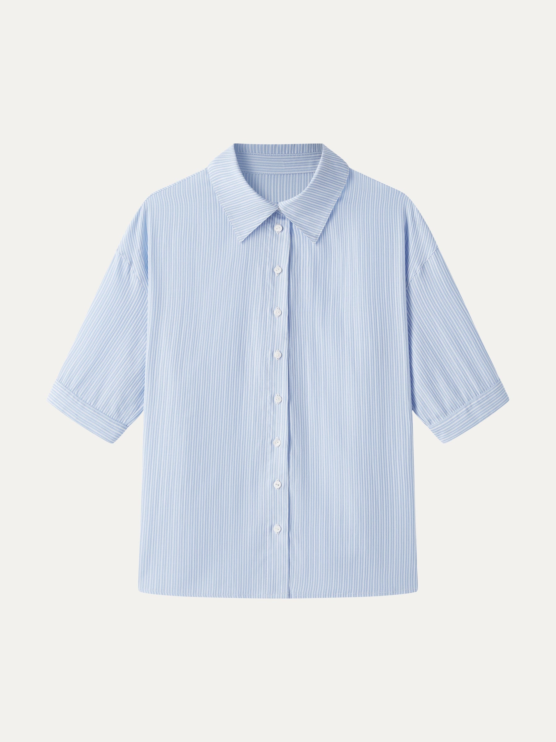 Collared Elbow Sleeve Poplin Shirt