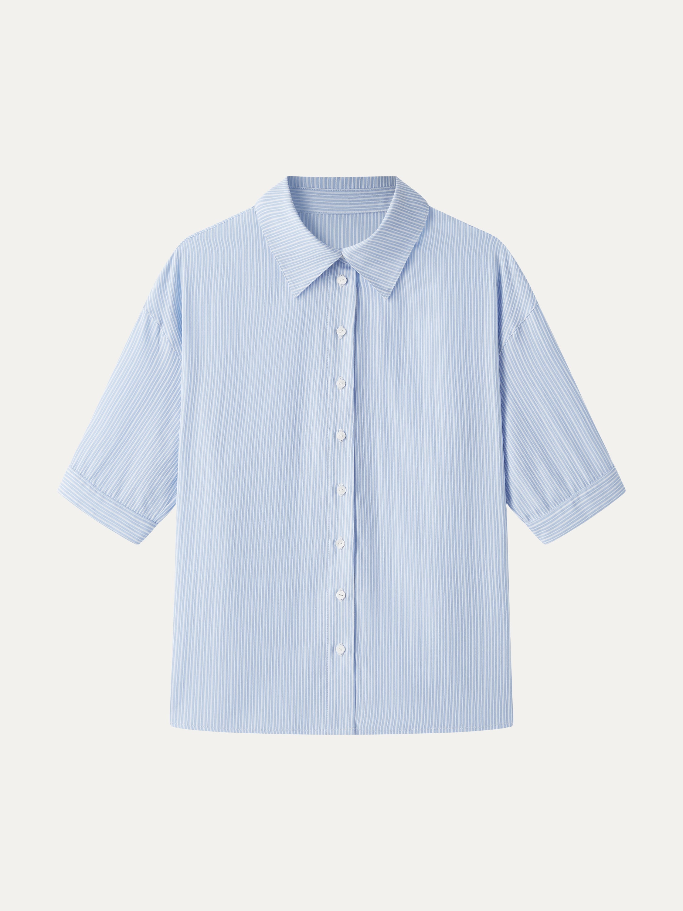 Collared Elbow Sleeve Poplin Shirt