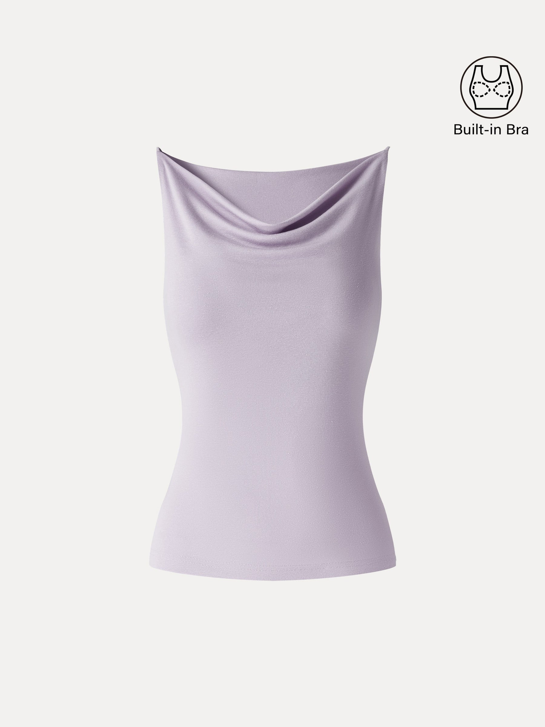 Stretch Linen Cowl Neck Bra Tank
