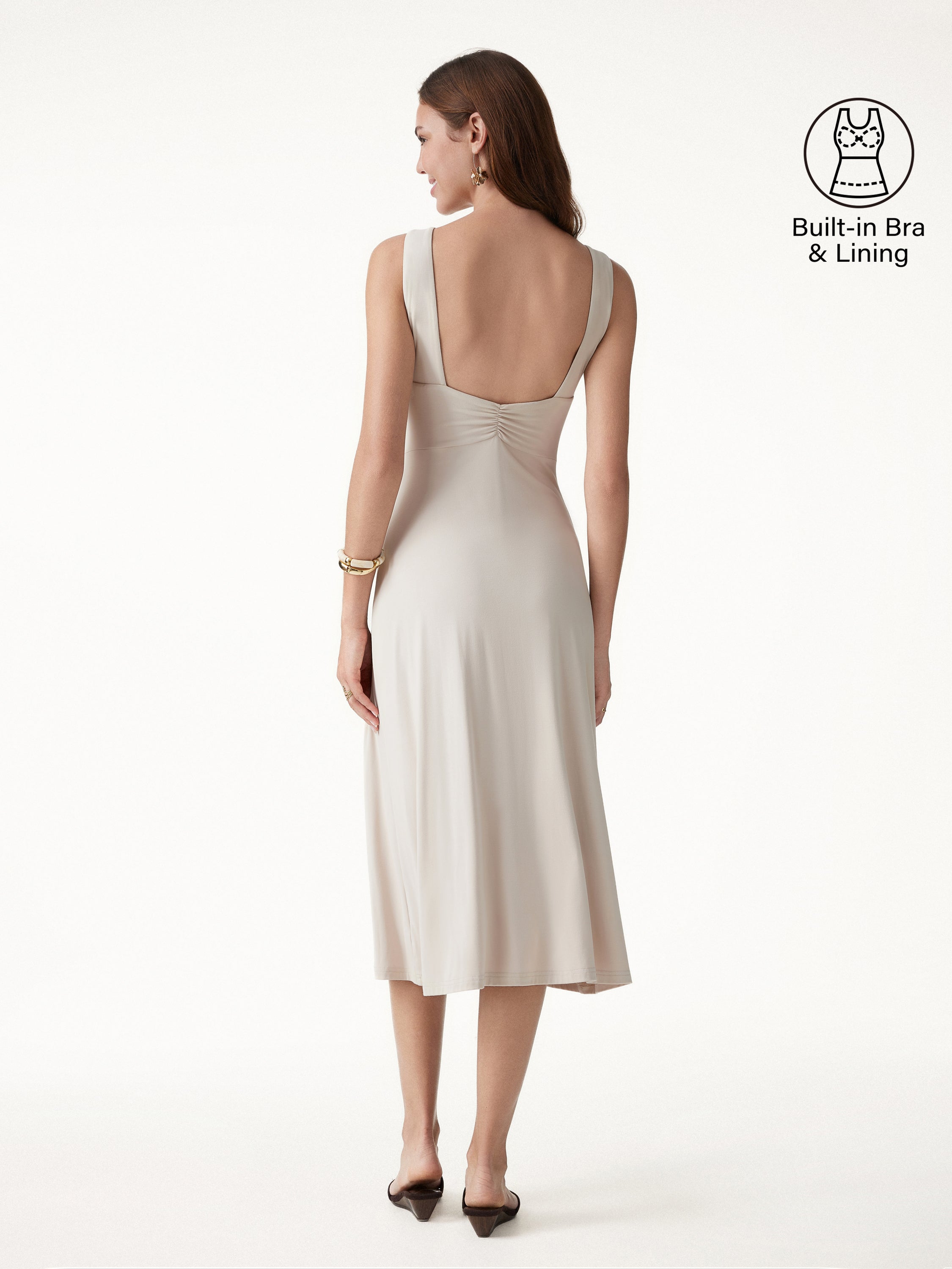 SkinKiss Boatneck Open-Back Flowy Midi Bra Dress