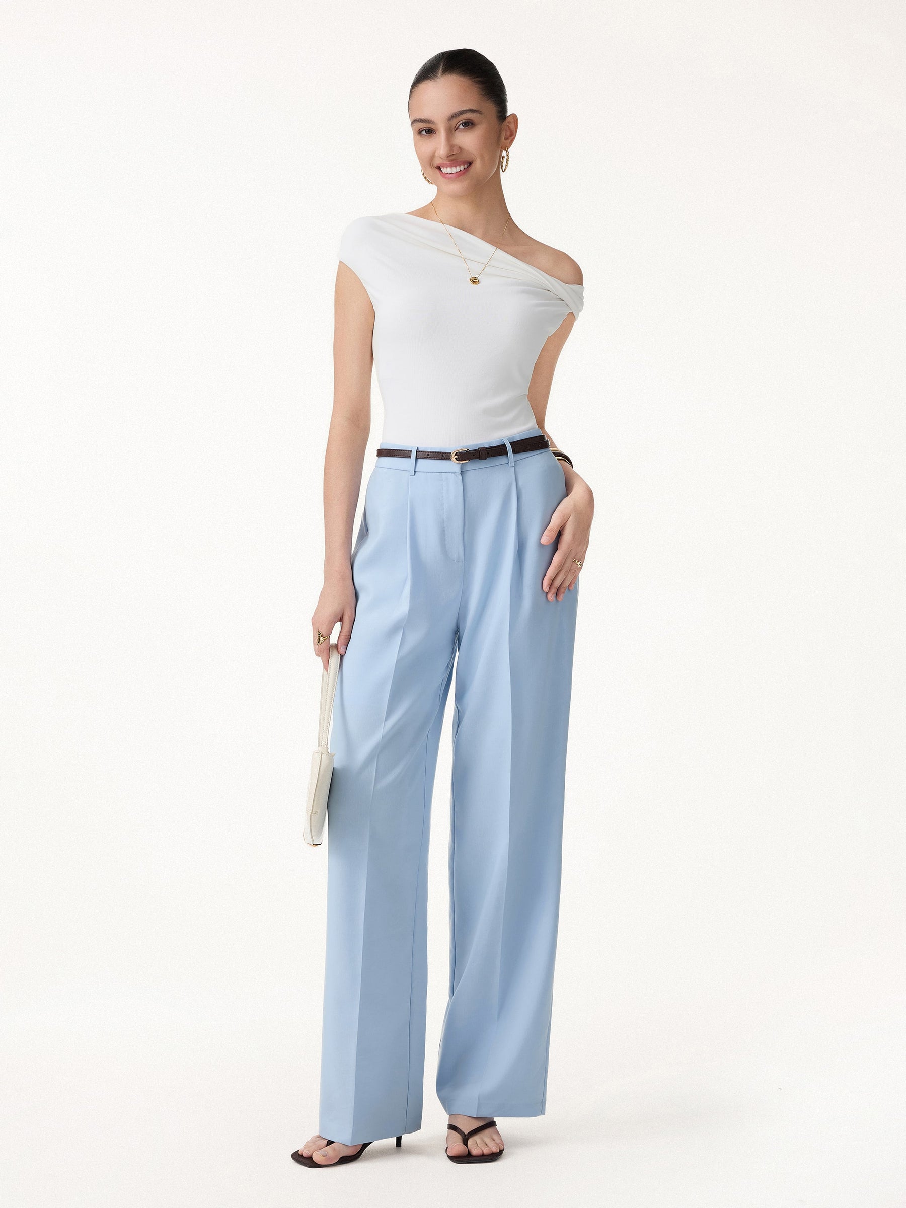 Linen Blend Wide Leg Pants