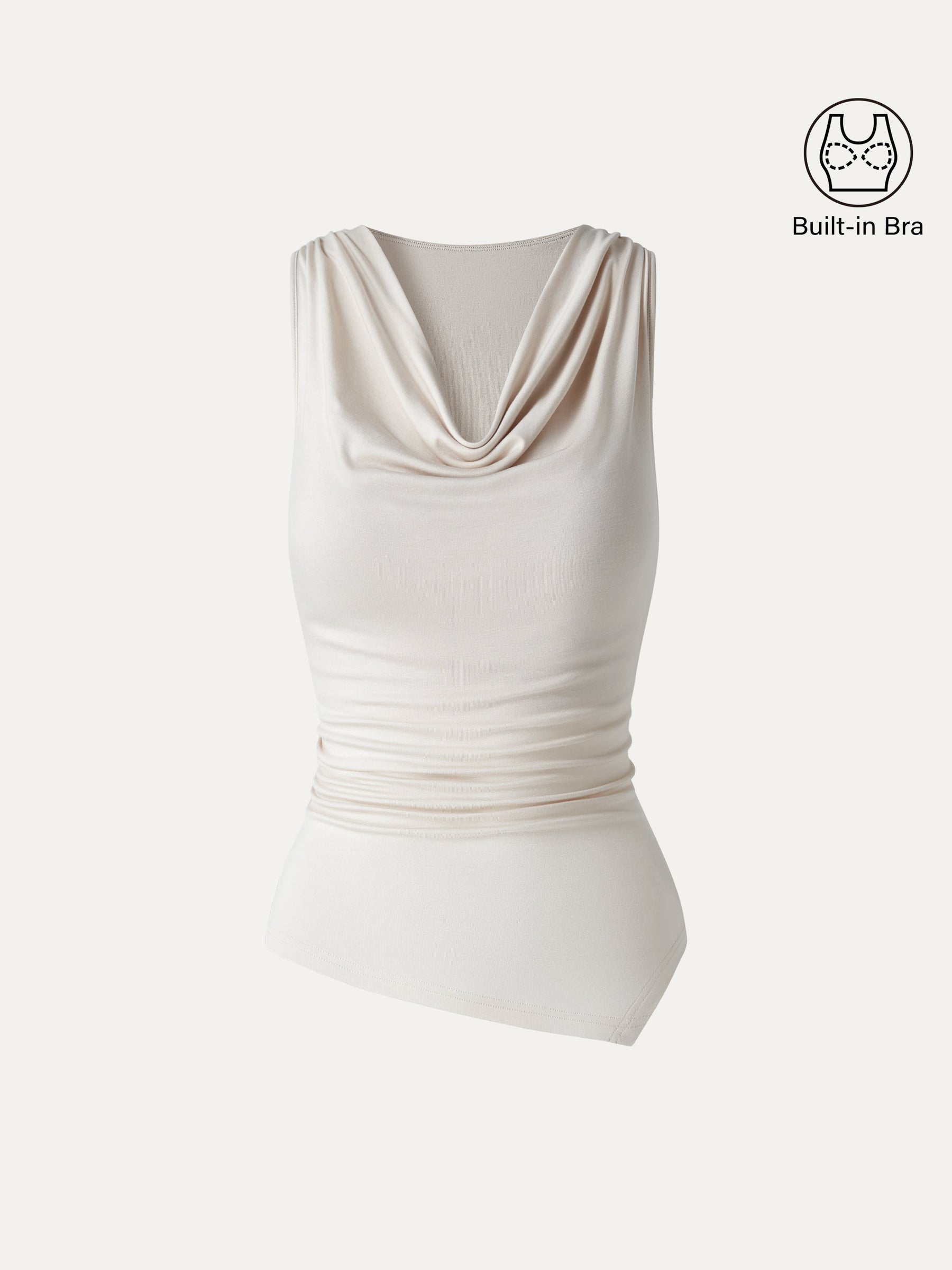 Cowl Neck Asymmetrical Sleeveless Bra Top