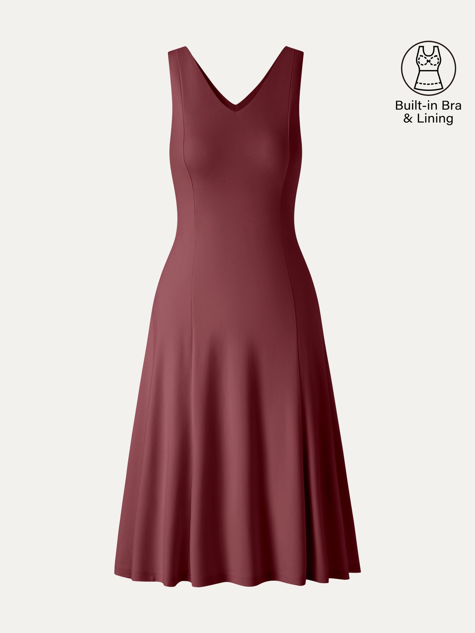 Stretch Ponte V-Neck A-Line Midi Bra Dress