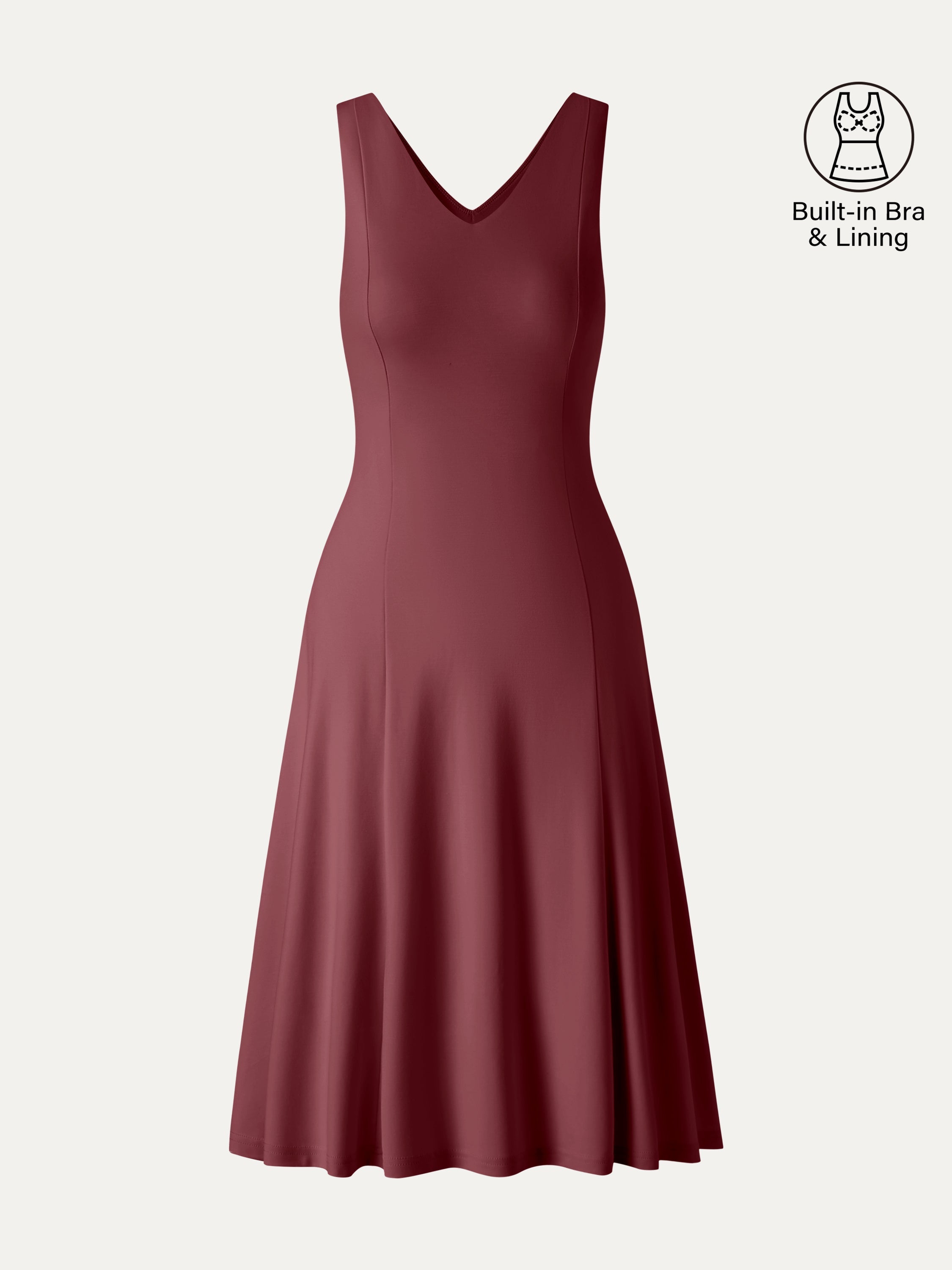 Stretch Ponte V-Neck A-Line Midi Bra Dress