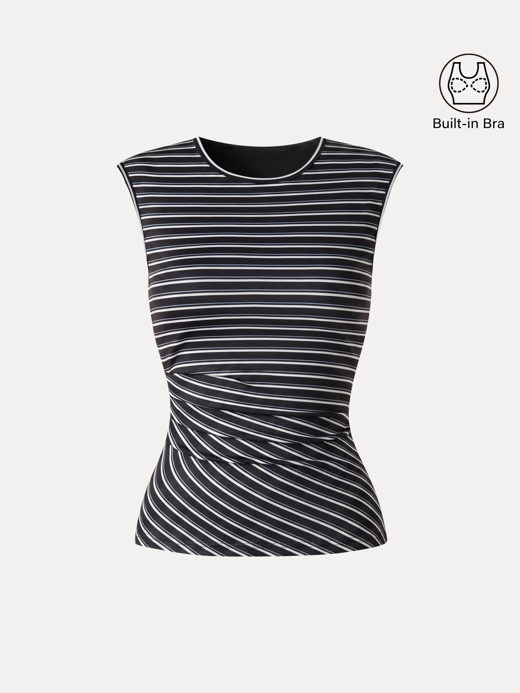 Lyocell Striped Tucked Sleeveless Bra Top