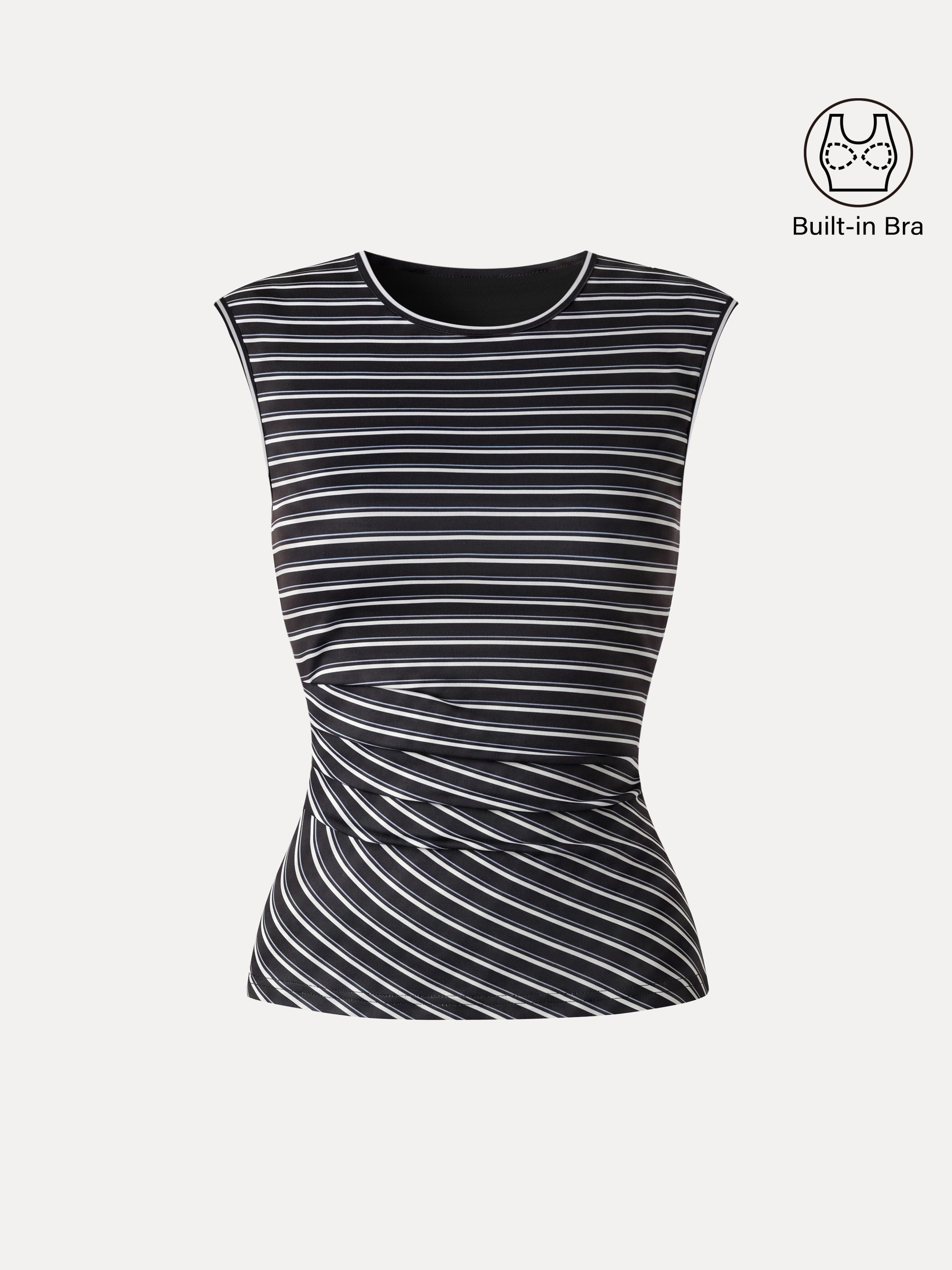 Lyocell Striped Tucked Sleeveless Bra Top