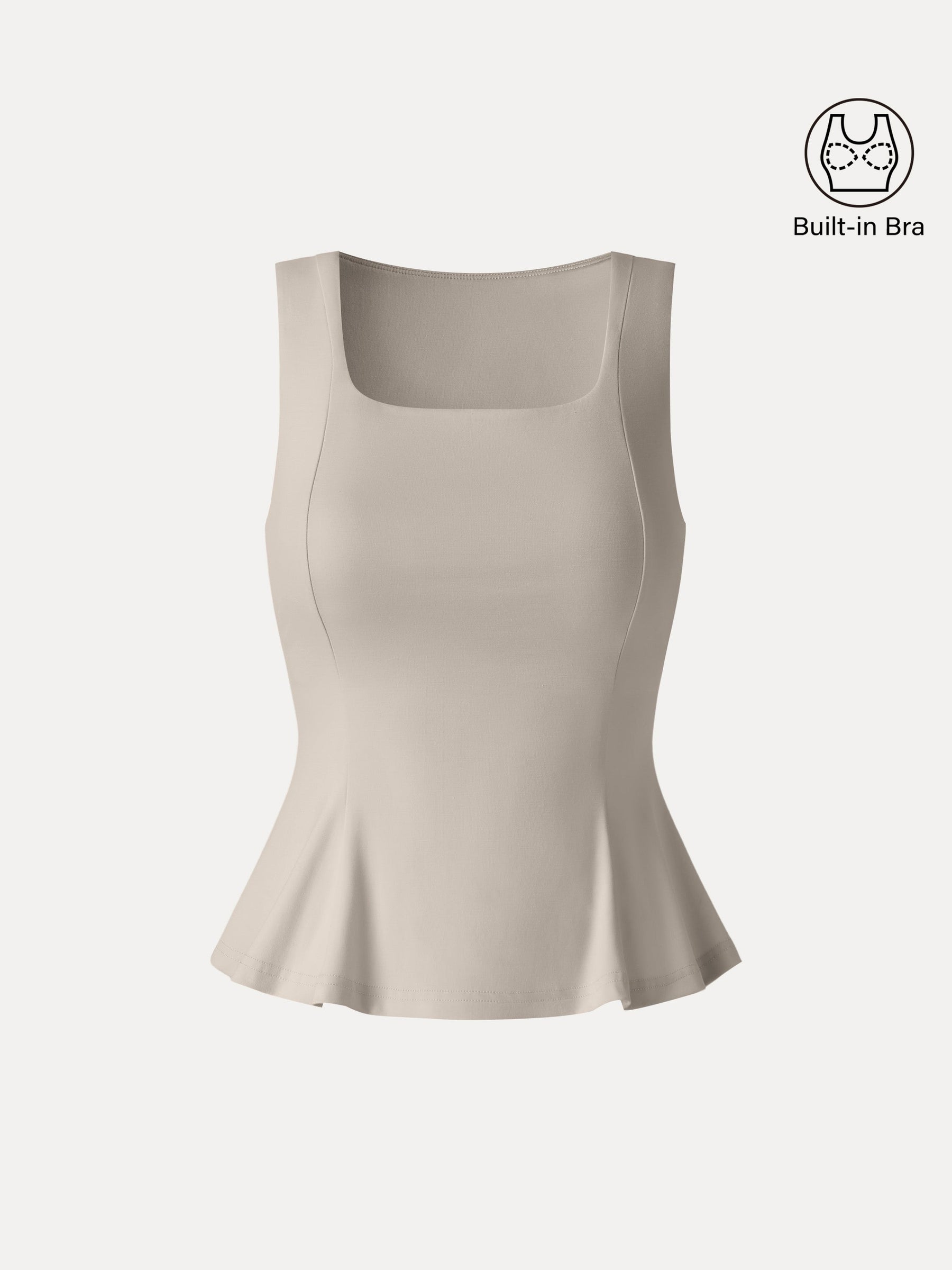 Stretch Ponte Square Neck Peplum Bra Top