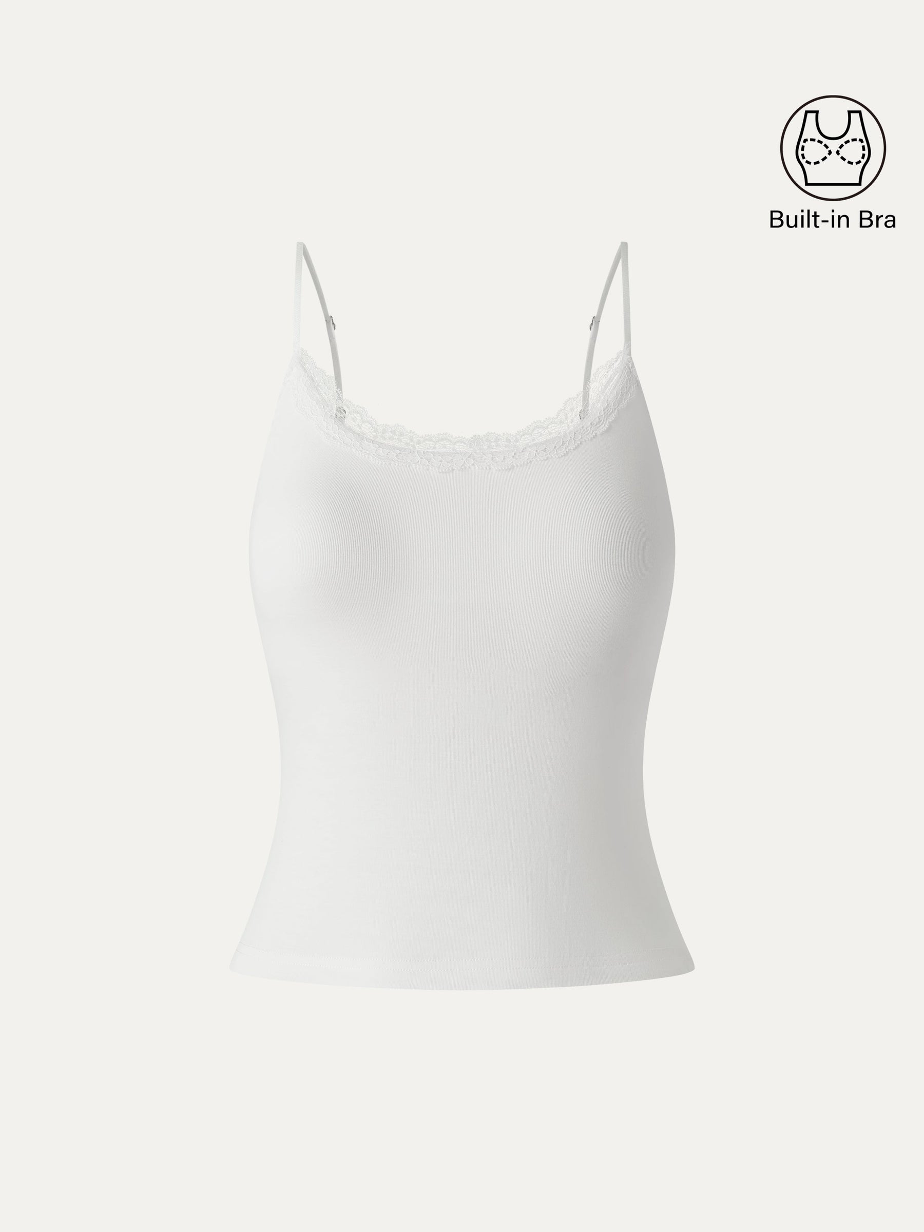 Lace Trim Scoop Neck Spaghetti Bra Top