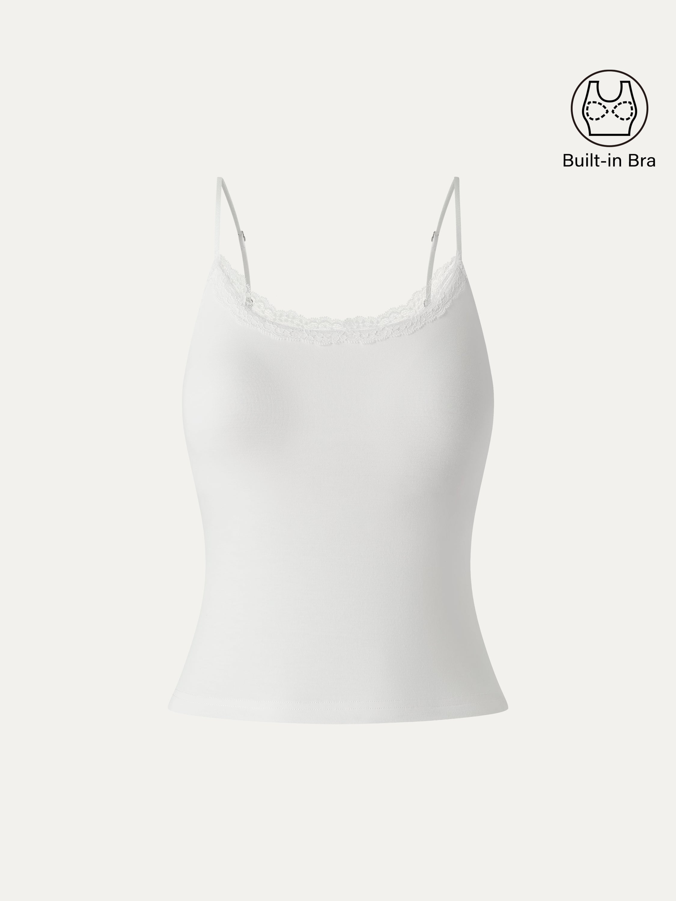 Lace Trim Scoop Neck Spaghetti Bra Top