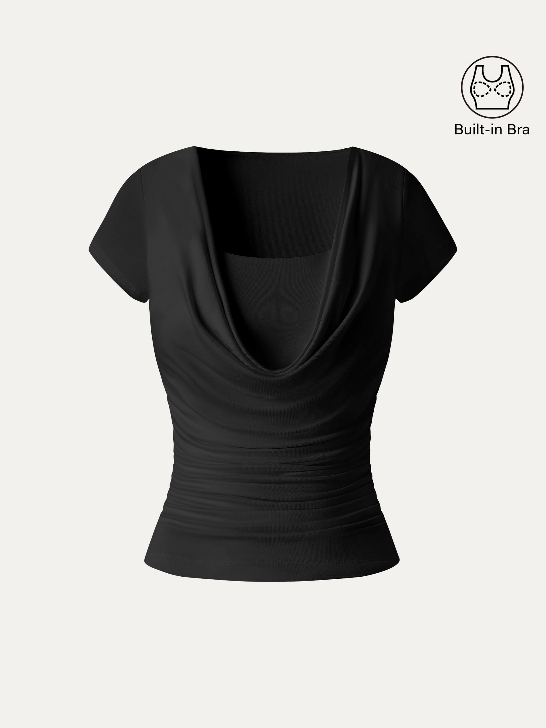 Smoothing Cowl Neck Ruched Bra Top