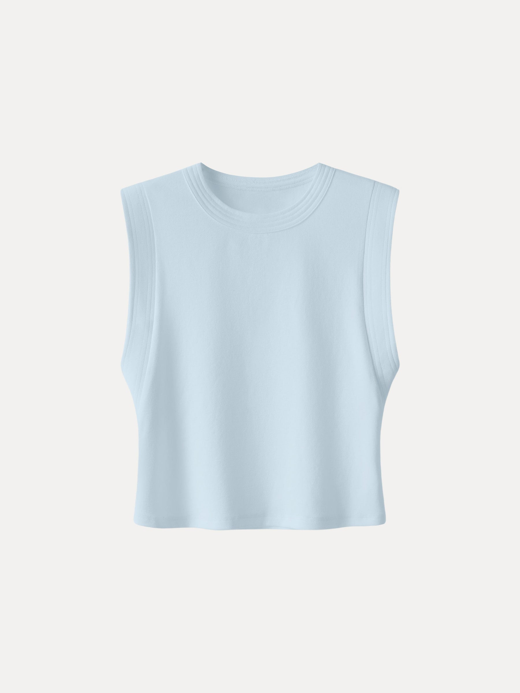 Soft Cotton Lyocell Cropped Wide Shoulder Tank