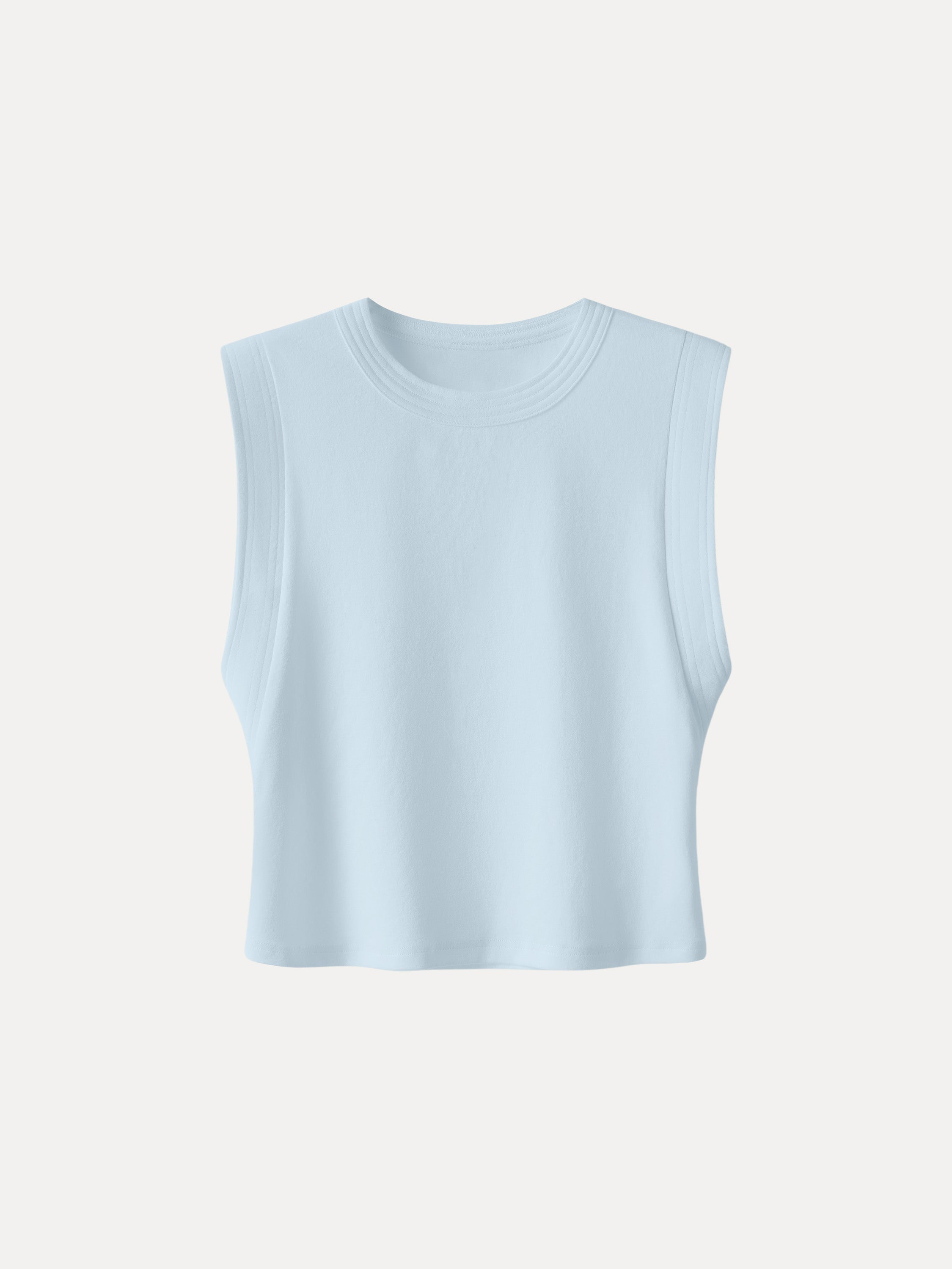 Soft Cotton Lyocell Cropped Wide Shoulder Tank