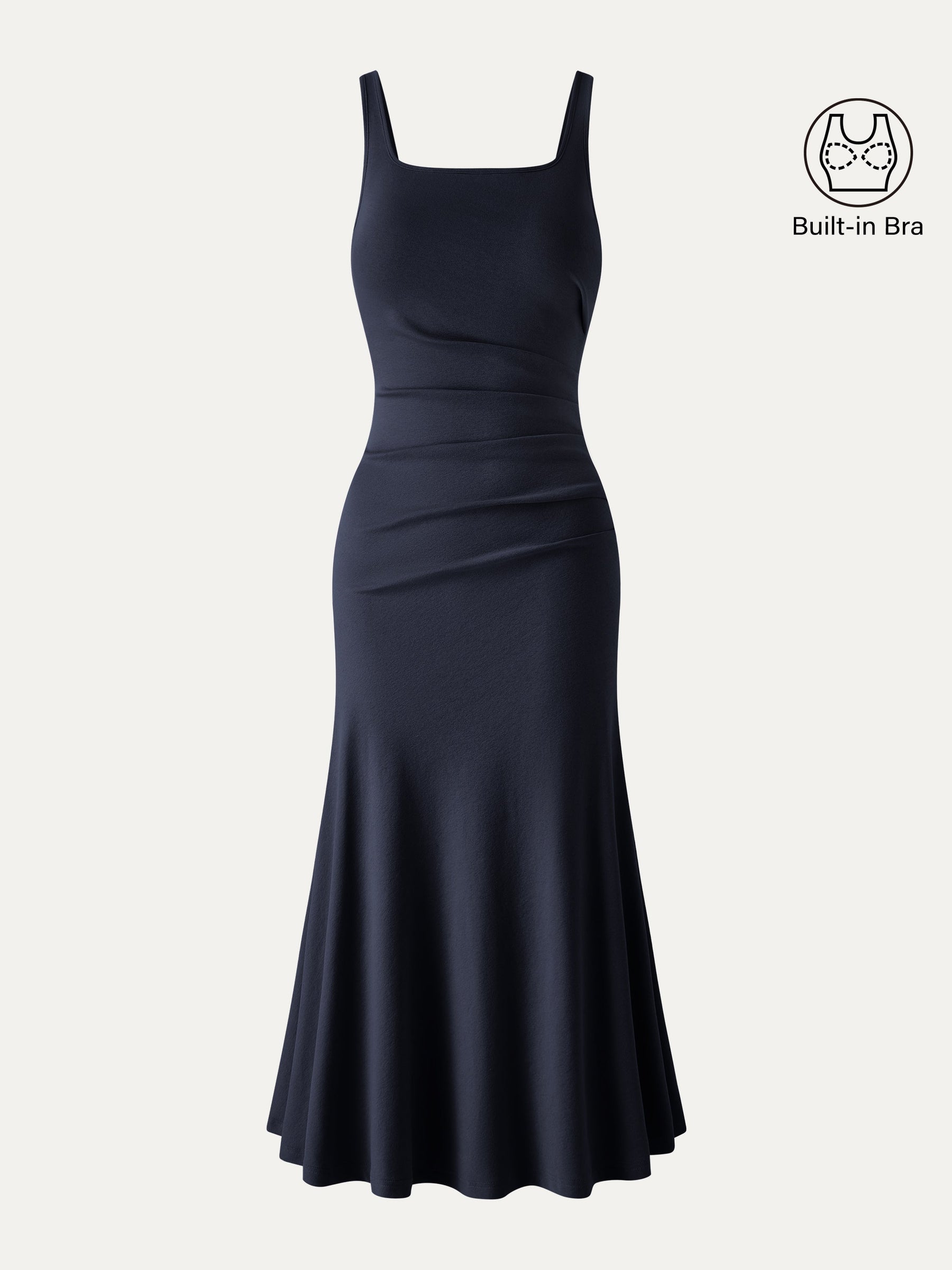 Square Neck Tucked Open Back Bra Dress