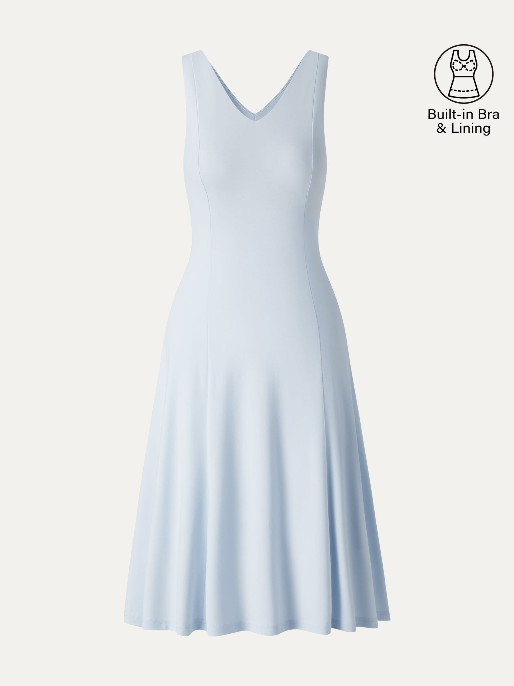 Stretch Ponte V-Neck A-Line Midi Bra Dress
