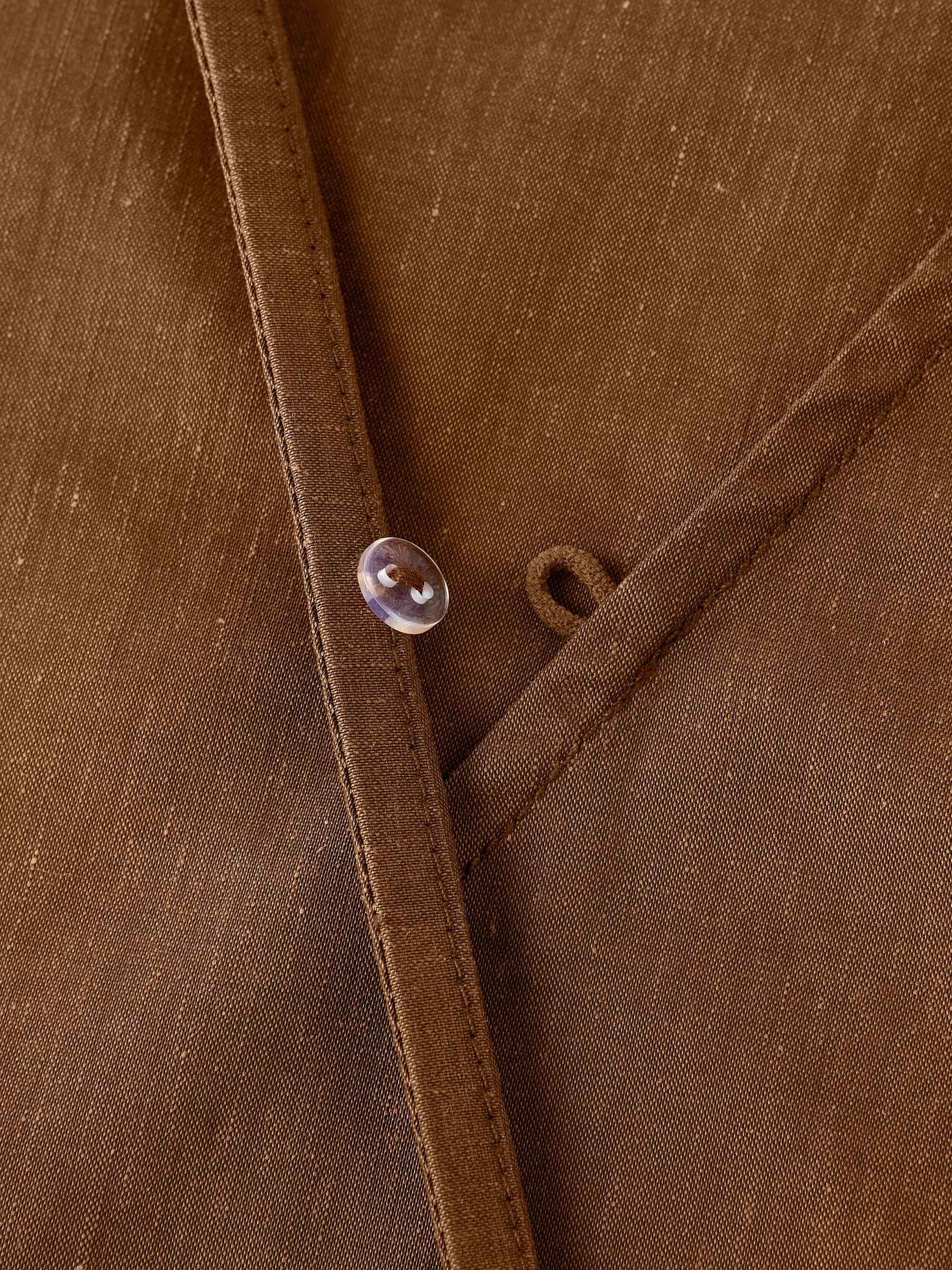 Linen Blend Surplice Top with Side Twist