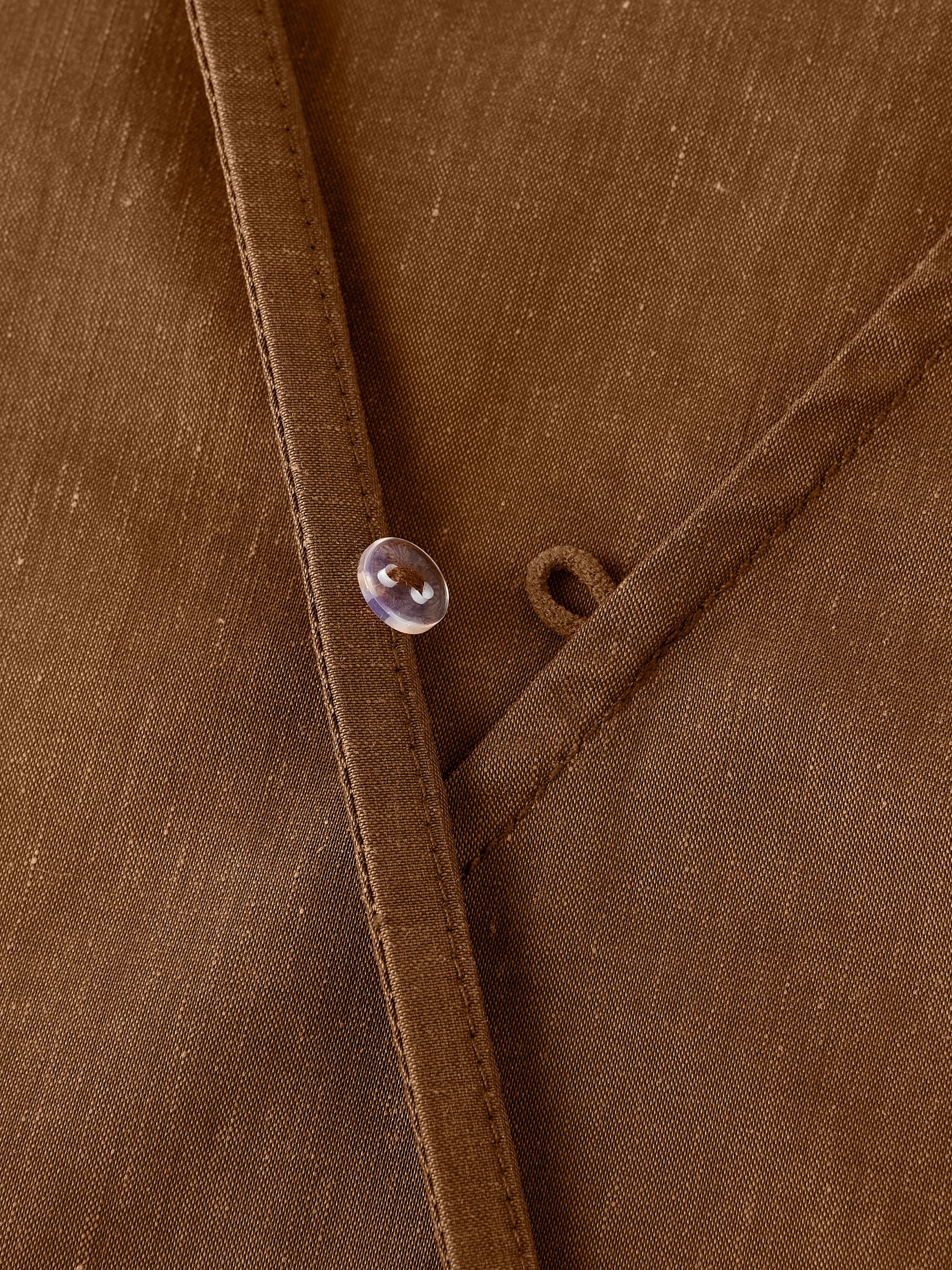 Linen Blend Surplice Top with Side Twist