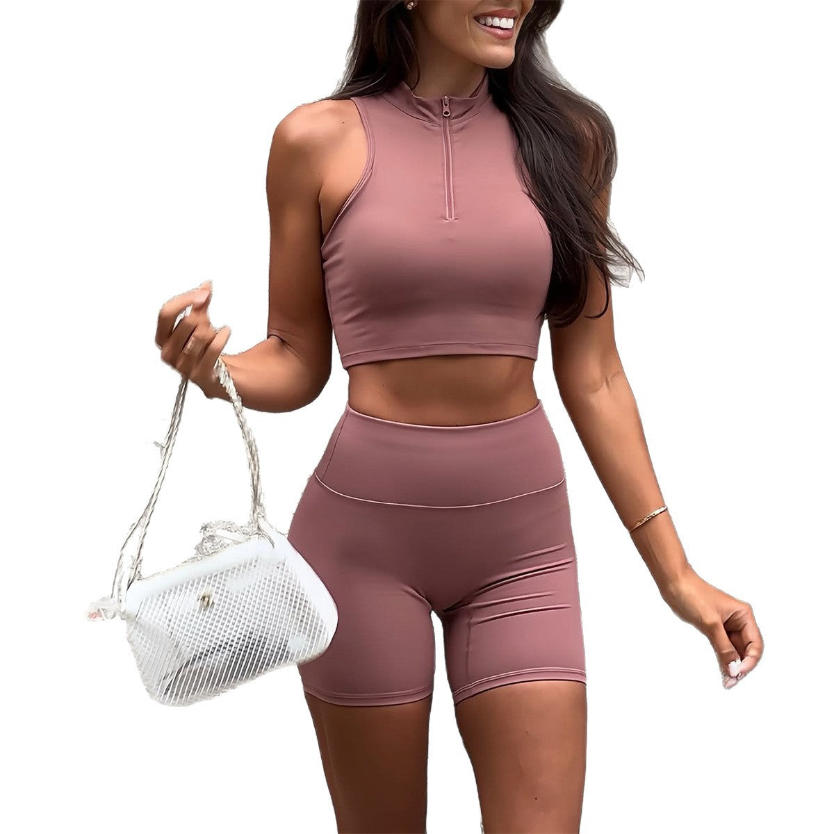 Women's Yoga Two-Piece Set - Fitness Tank Top & Shorts