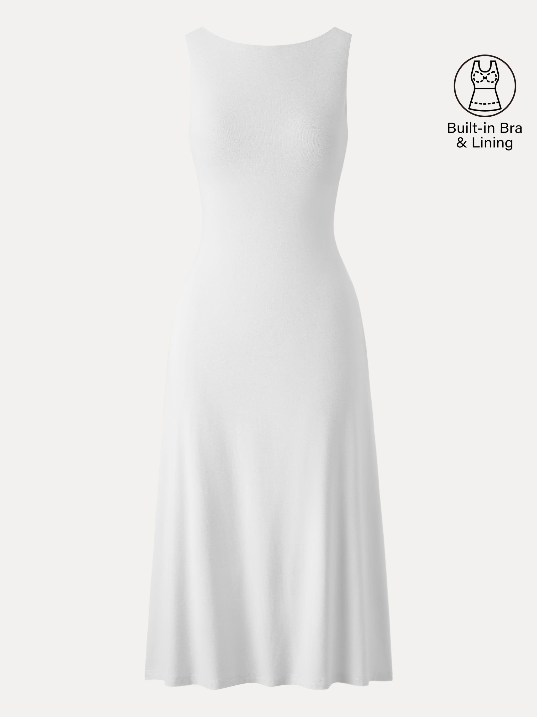 Classy Boatneck Open Back Bandless Midi Bra Dress