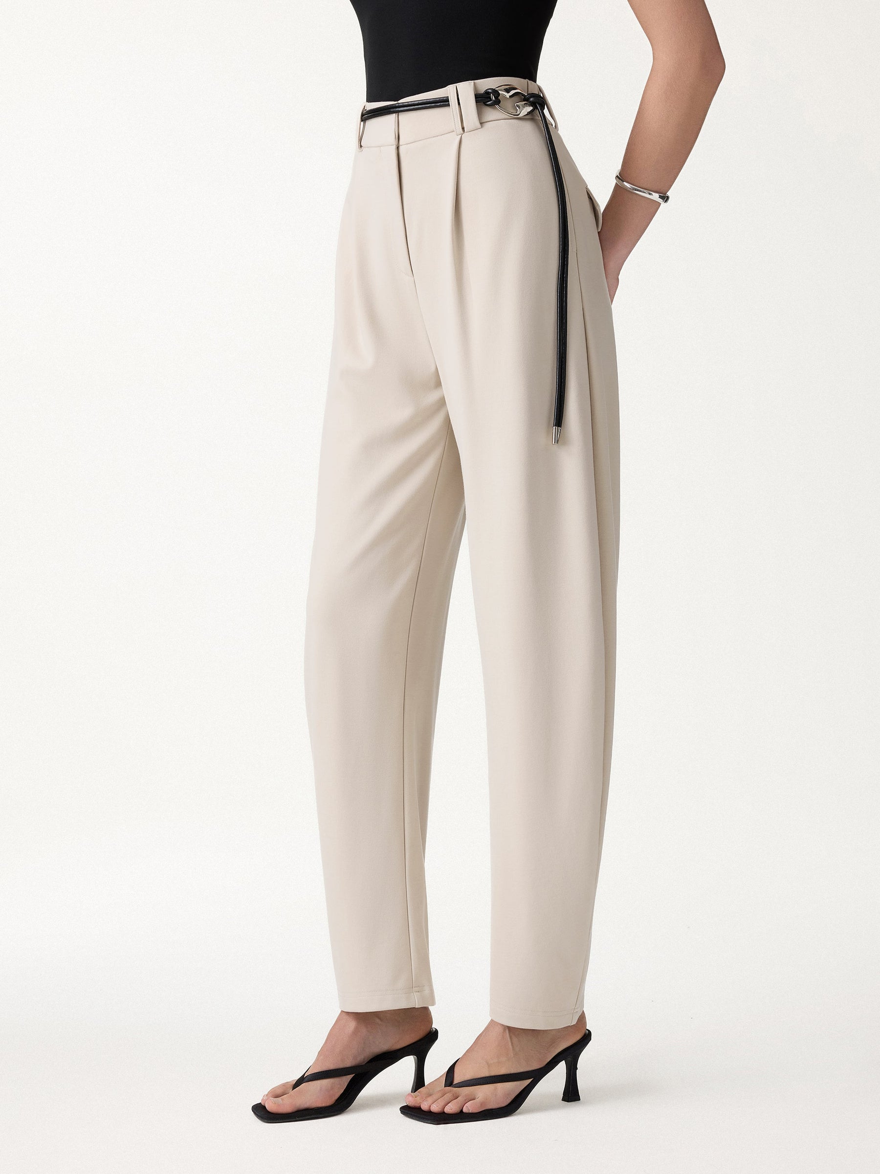 CoolTouch Stretch Ponte High Rise Cropped Barrel Pants