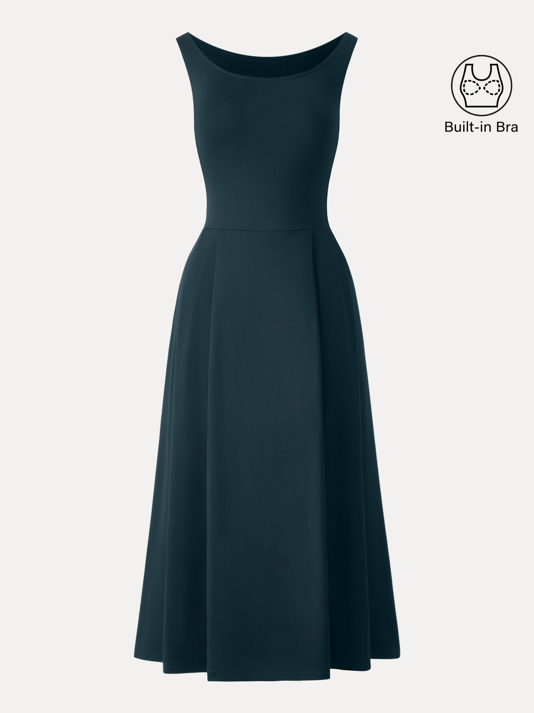 Balletic Scoop Neck Midi Bra Dress with Pockets